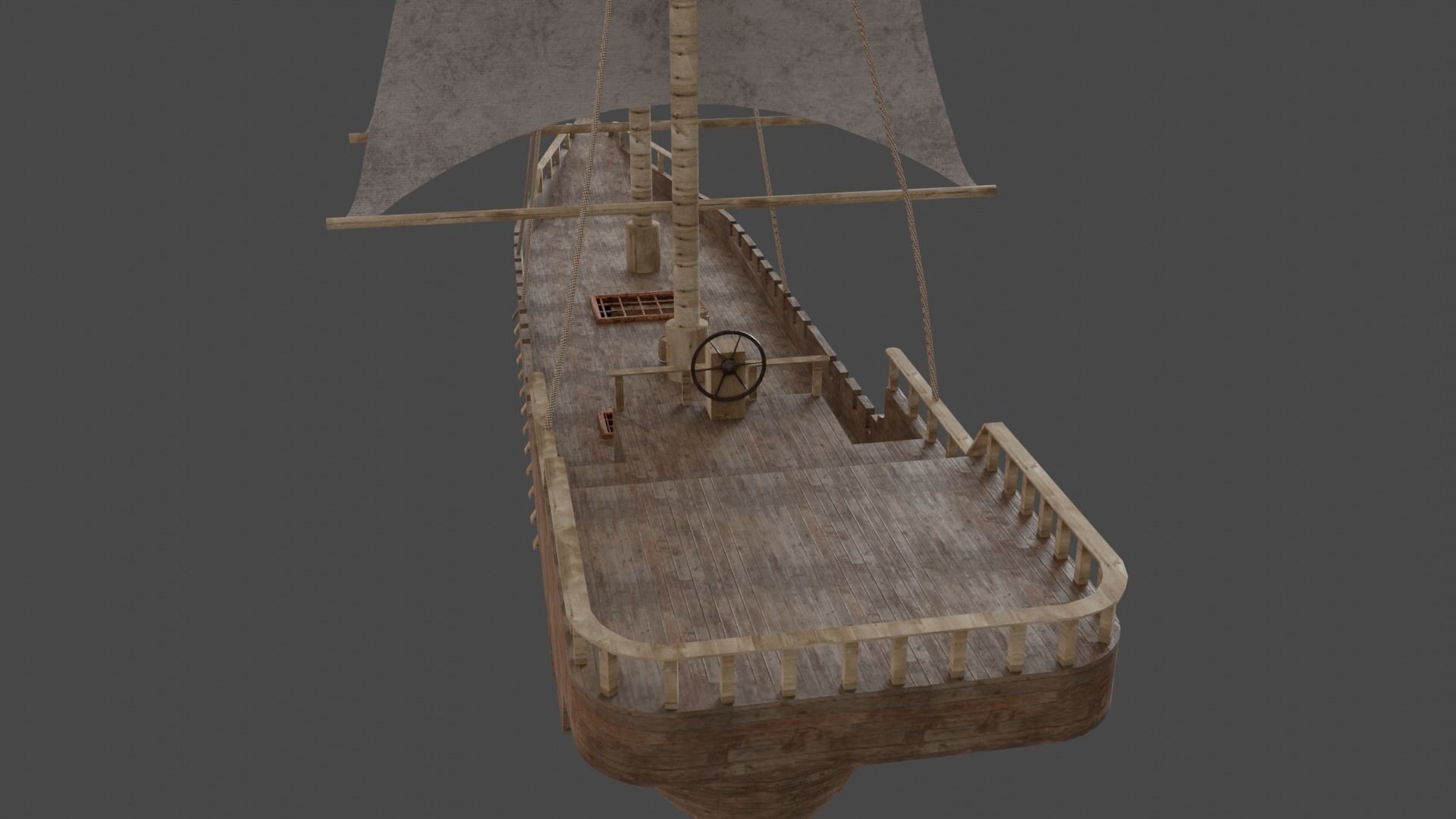 old Ship pbr Low-poly 3D model_4