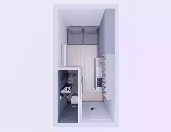 10 Square Meters Mini Apartment - Created in Revit