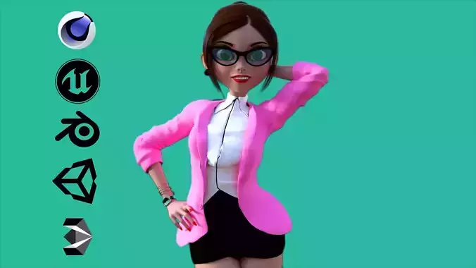 Cartoon Secretary Girl 
