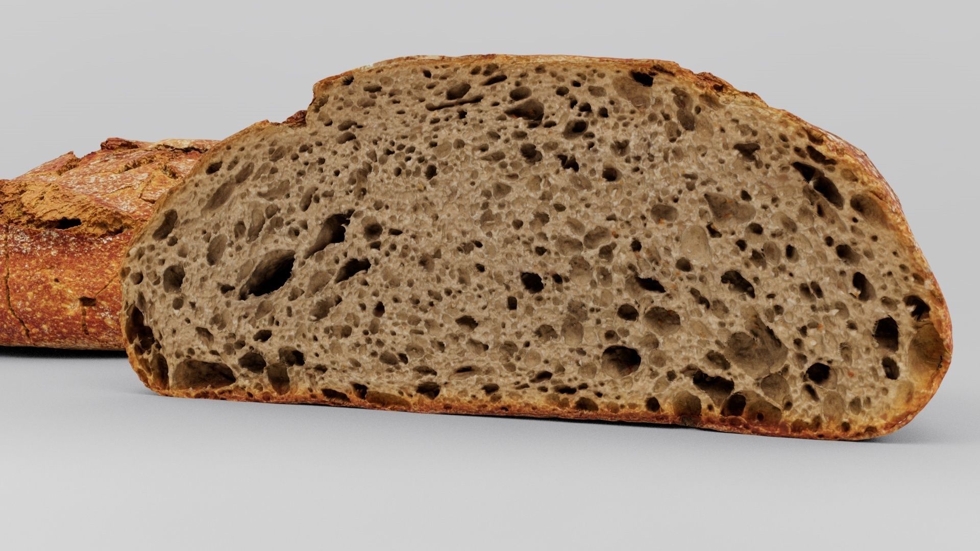 loaf of bread cut in half Low-poly 3D model_5