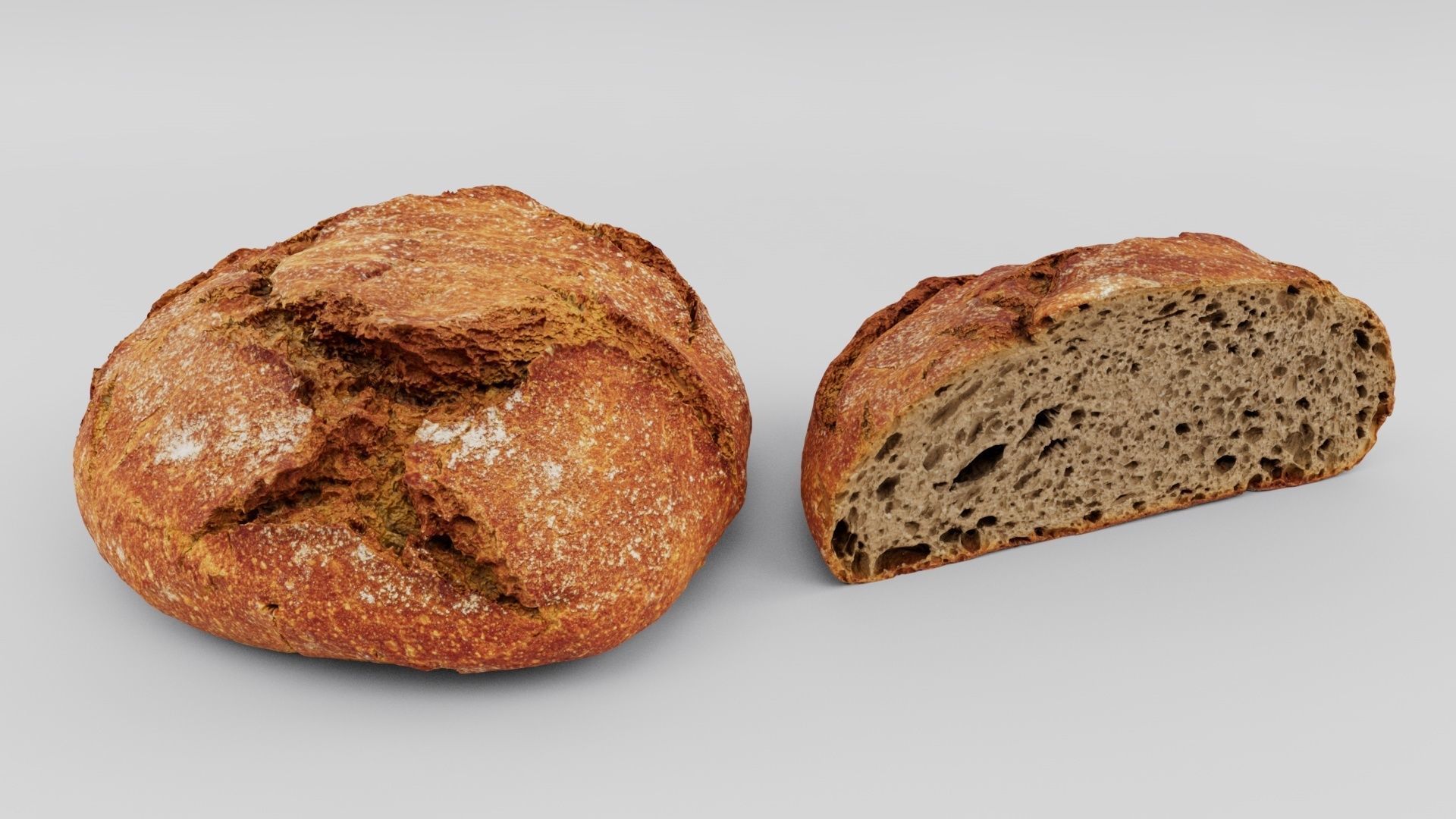 loaf of bread cut in half Low-poly 3D model_1