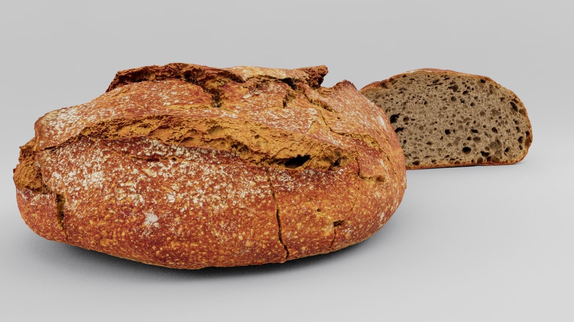 loaf of bread cut in half Low-poly 3D model_6