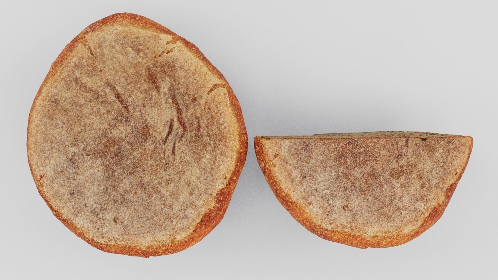loaf of bread cut in half Low-poly 3D model_7