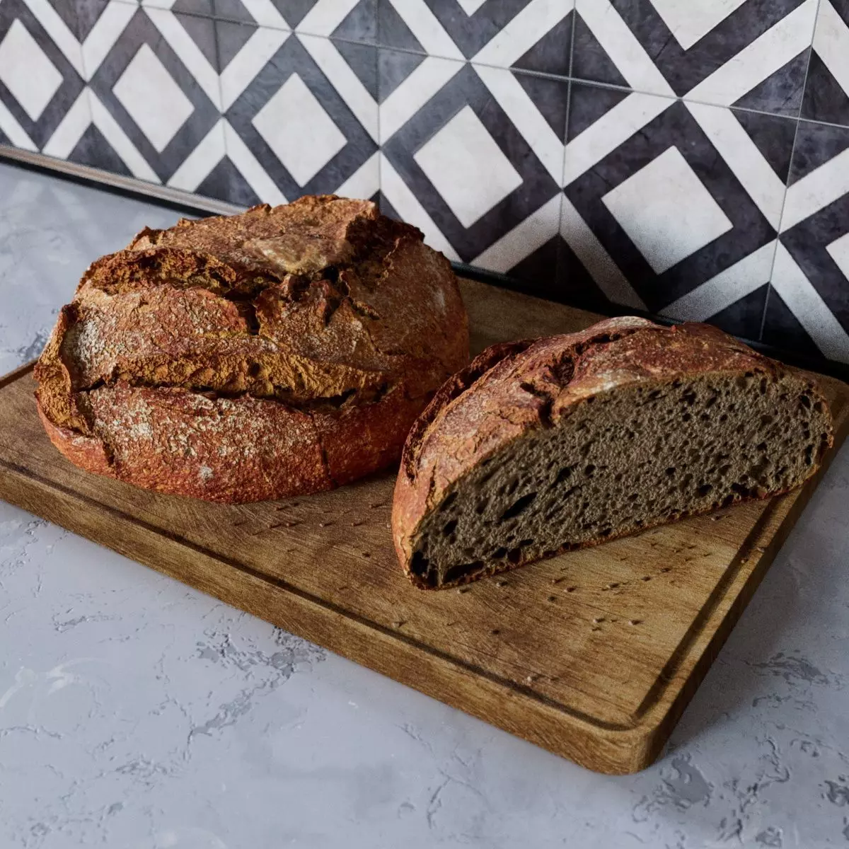 loaf of bread cut in half Low-poly 3D model_0