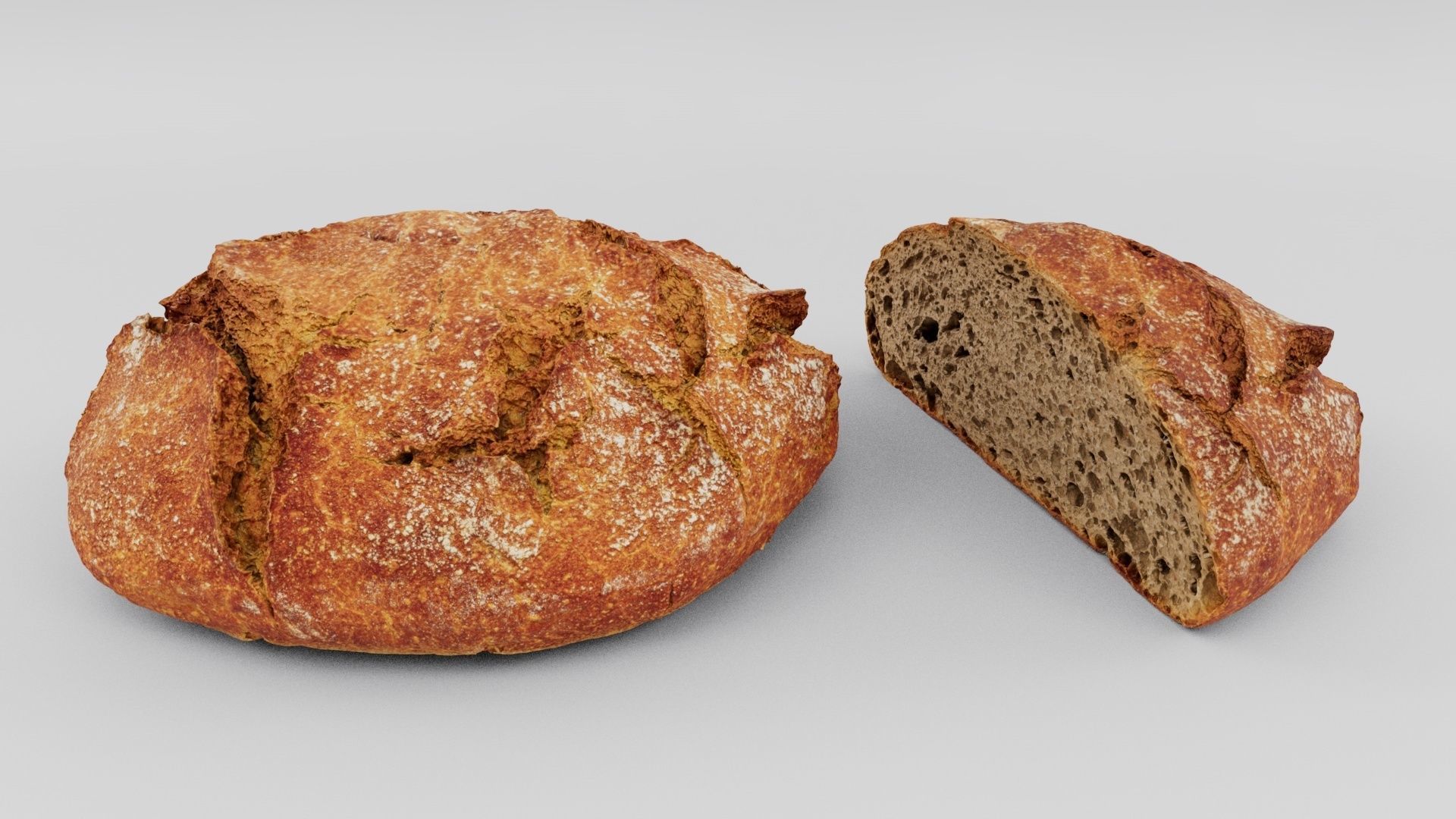 loaf of bread cut in half Low-poly 3D model_2