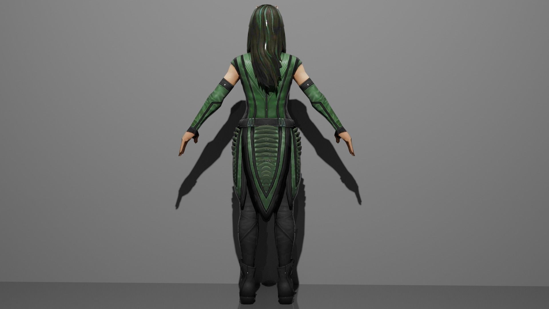 Mantis woman costume 3D model_4