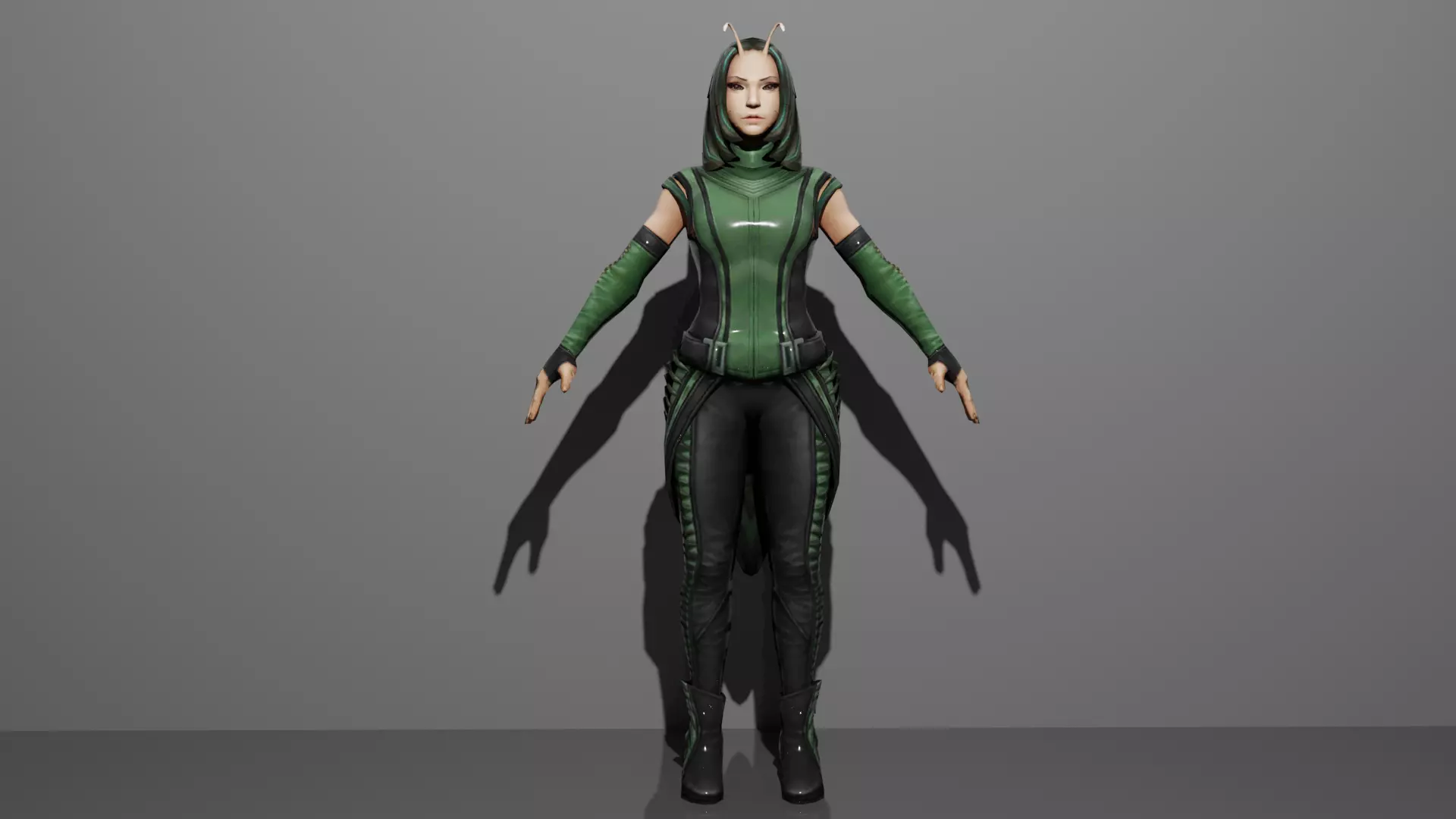 Mantis woman costume 3D model_0