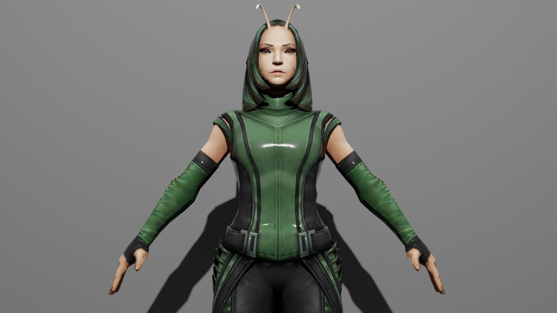Mantis woman costume 3D model_1