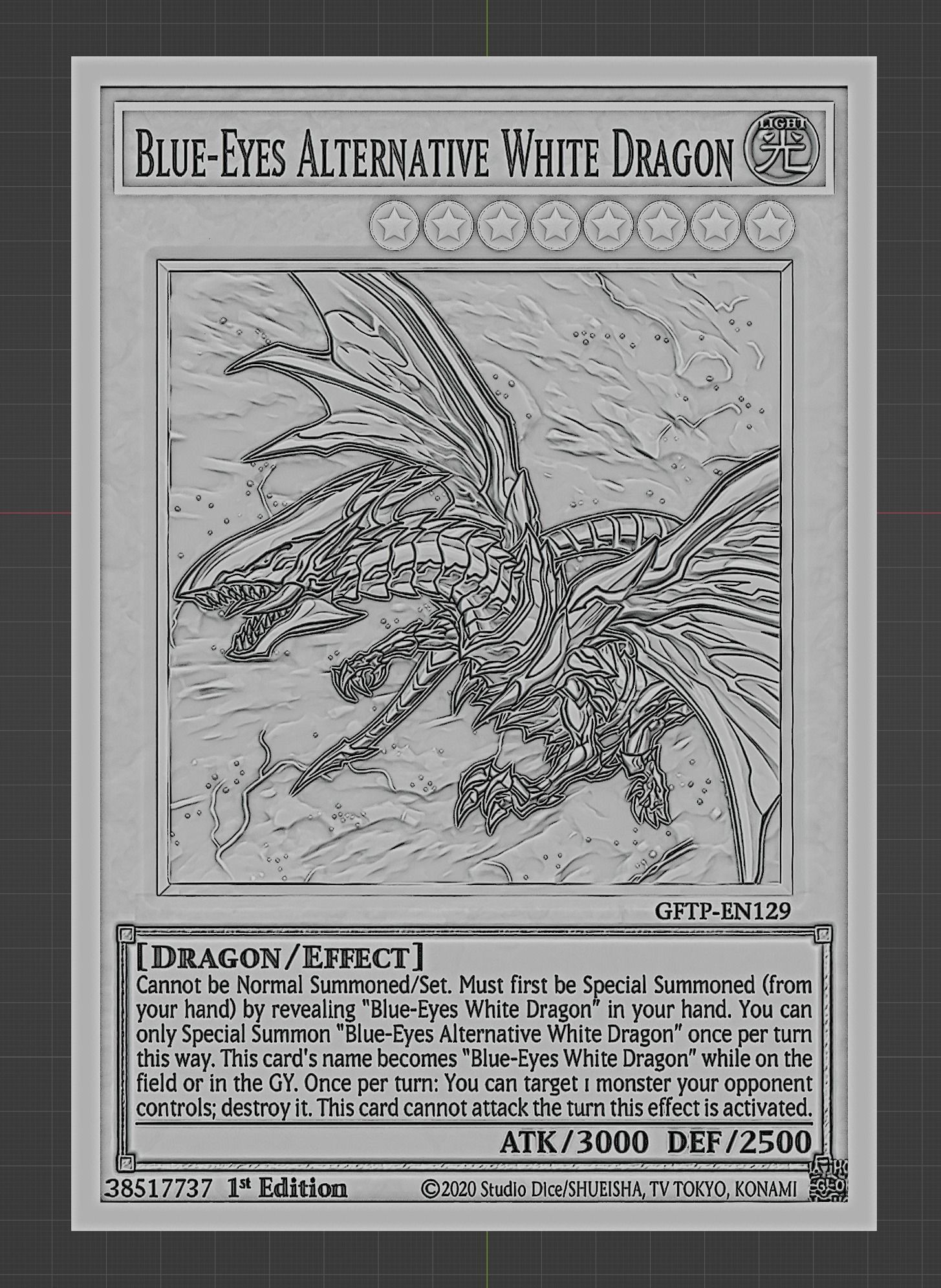 blue eyes alternative white dragon yugioh 3D model 3D printable