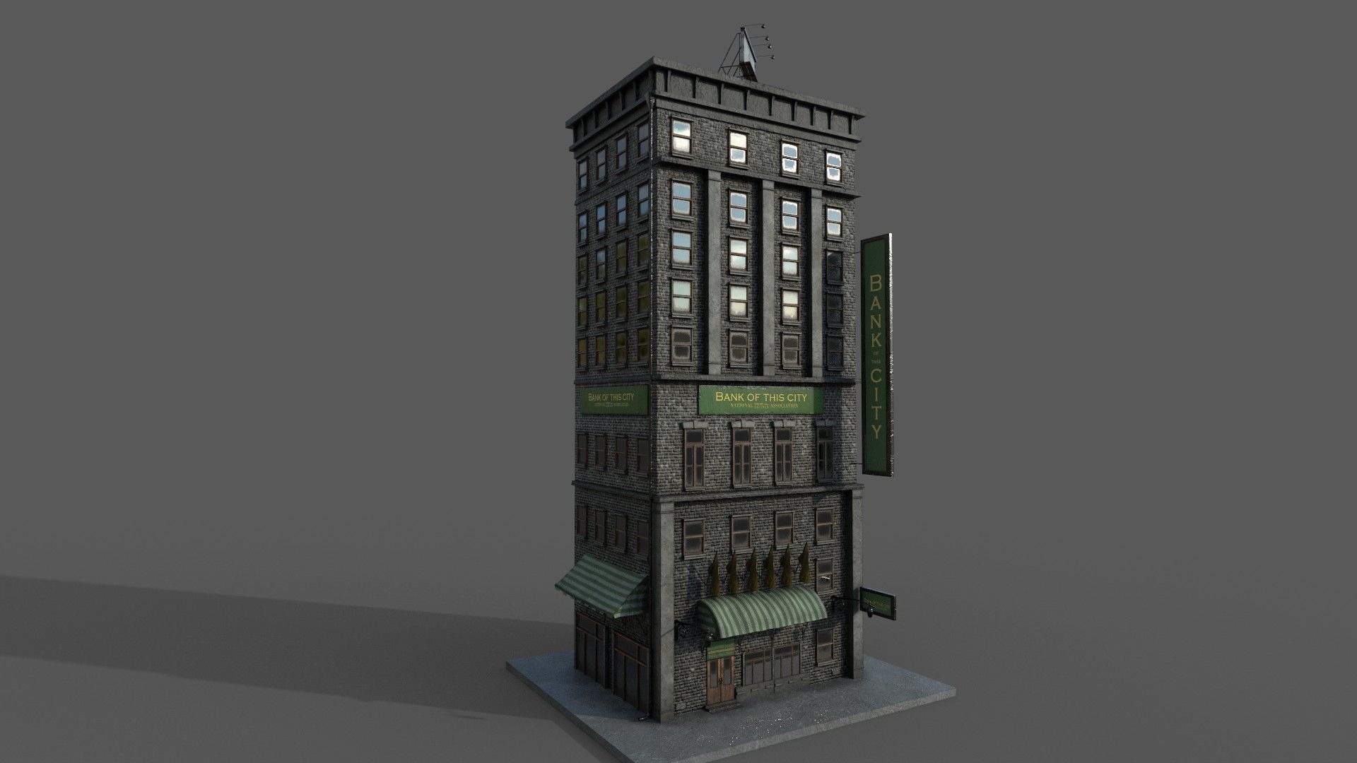 9-10 Old New york buildings Bank 1930 3D model_2