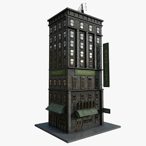 9-10 Old New york buildings Bank 1930 3D model
