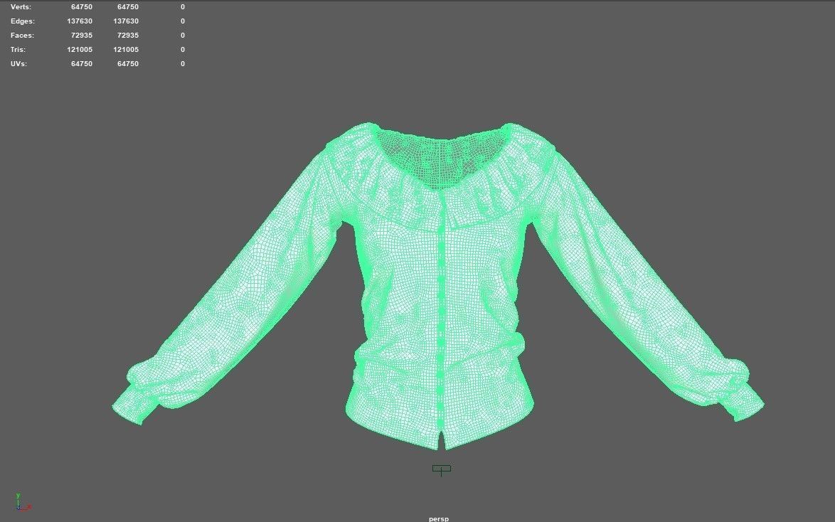 Blouse for Game Low-poly 3D model_3