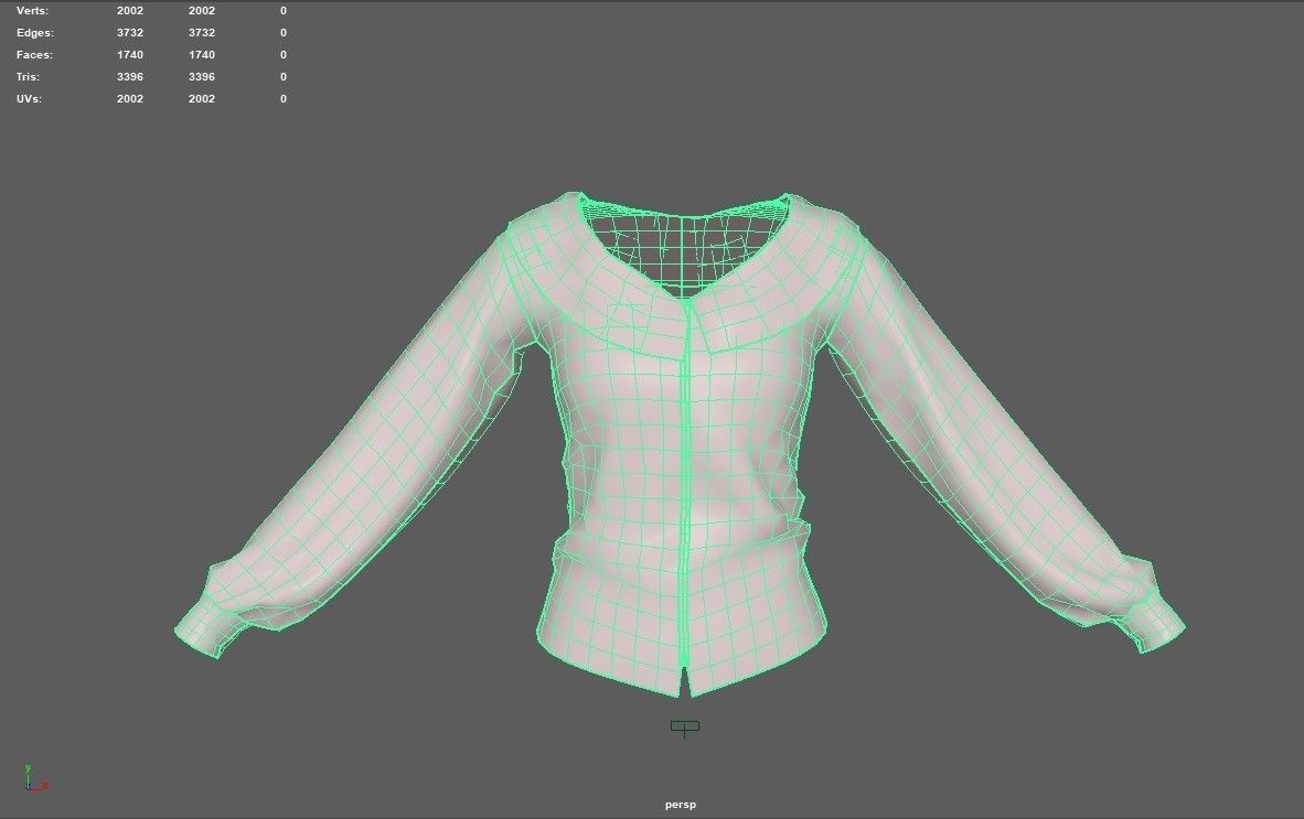 Blouse for Game Low-poly 3D model_2
