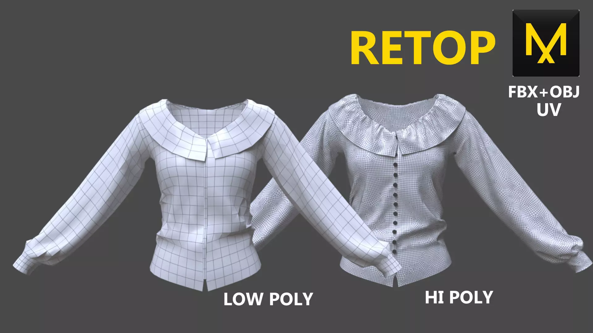 Blouse for Game Low-poly 3D model_0