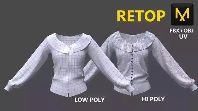Blouse for Game Low-poly 3D model