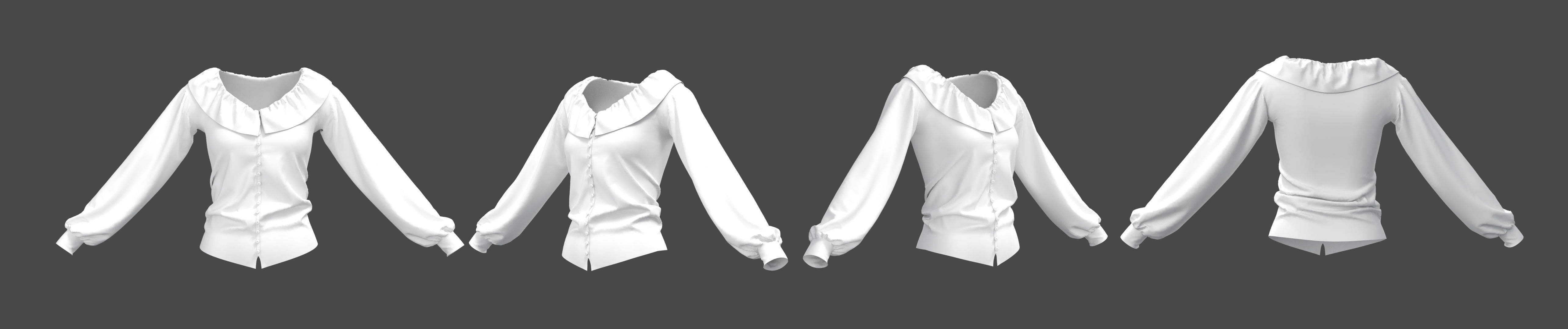 Blouse for Game Low-poly 3D model_1
