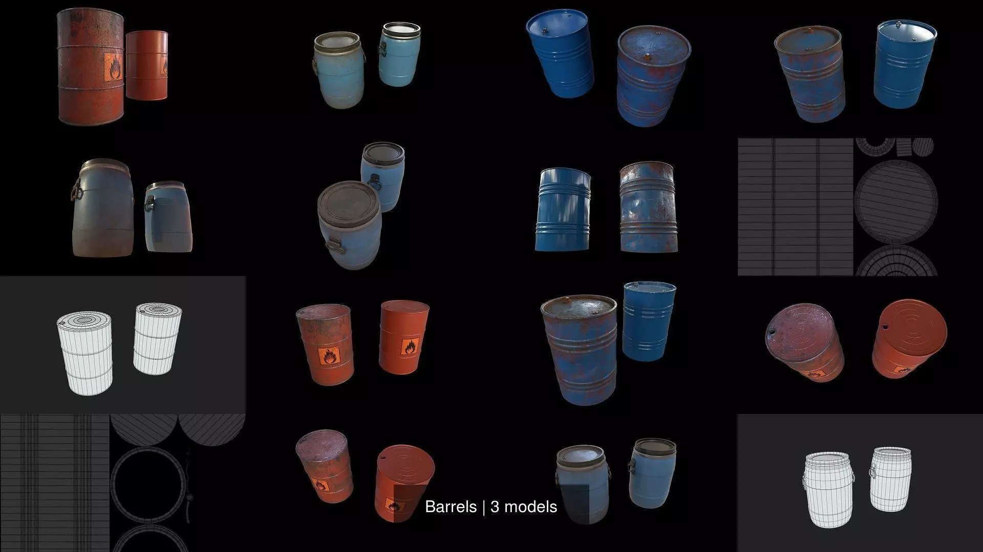 Barrels two rusty 3D Model Collection_0