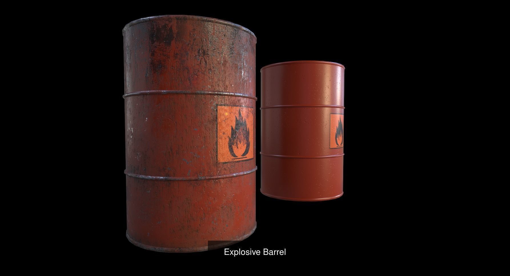 Barrels two rusty 3D Model Collection_1