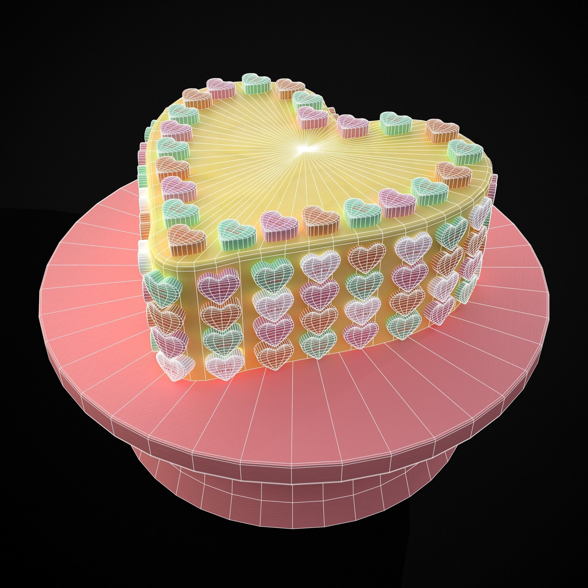 Valentines Sweethearts Cake Low-poly 3D model_24