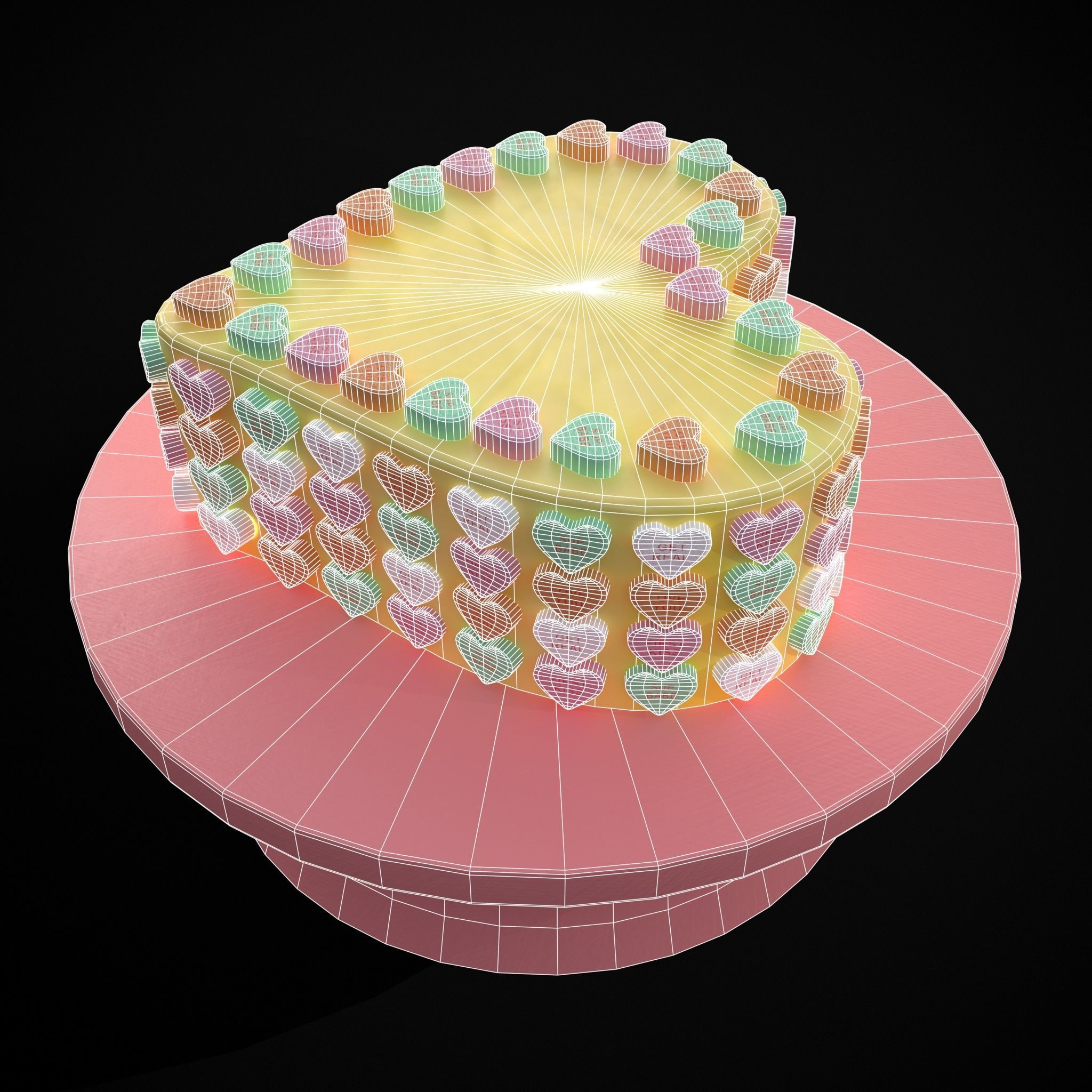 Valentines Sweethearts Cake Low-poly 3D model_18
