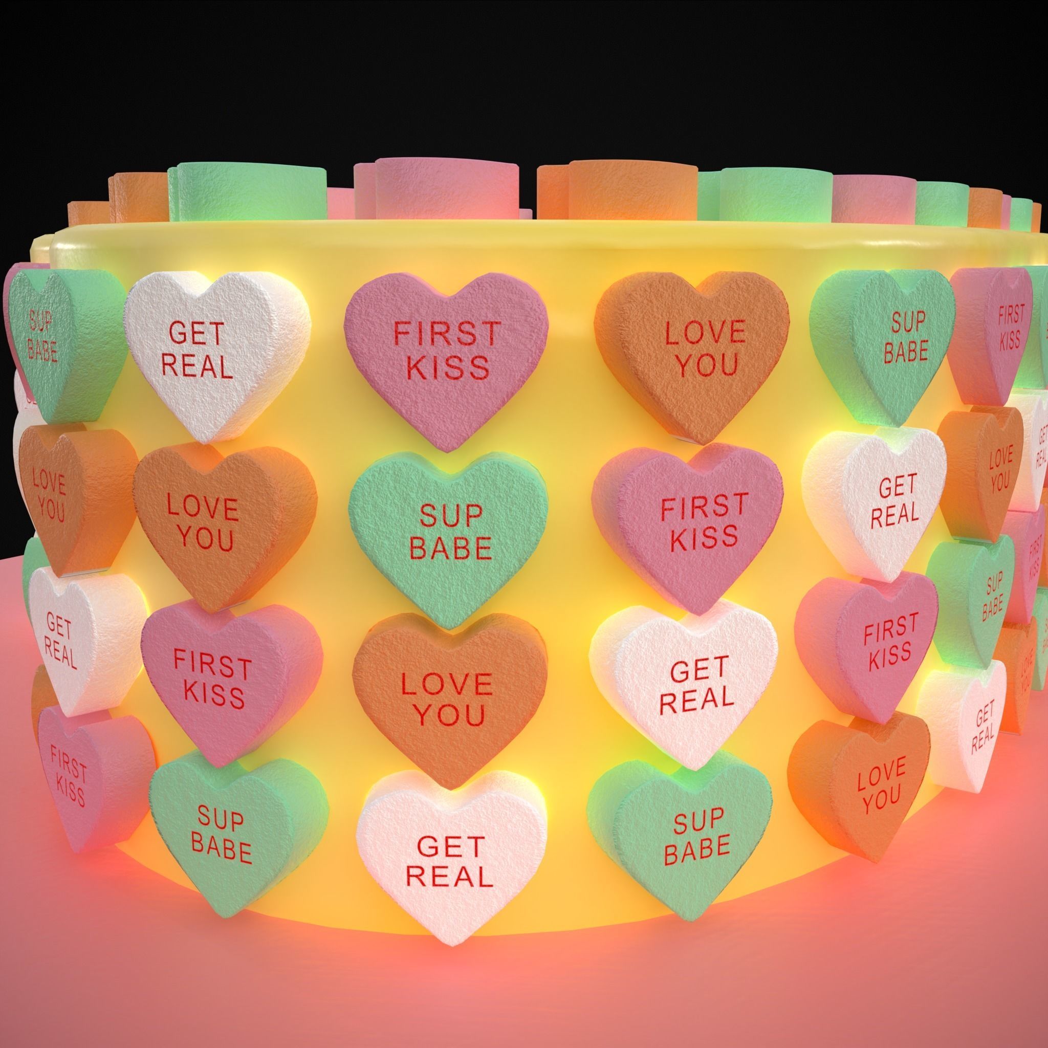 Valentines Sweethearts Cake Low-poly 3D model_29
