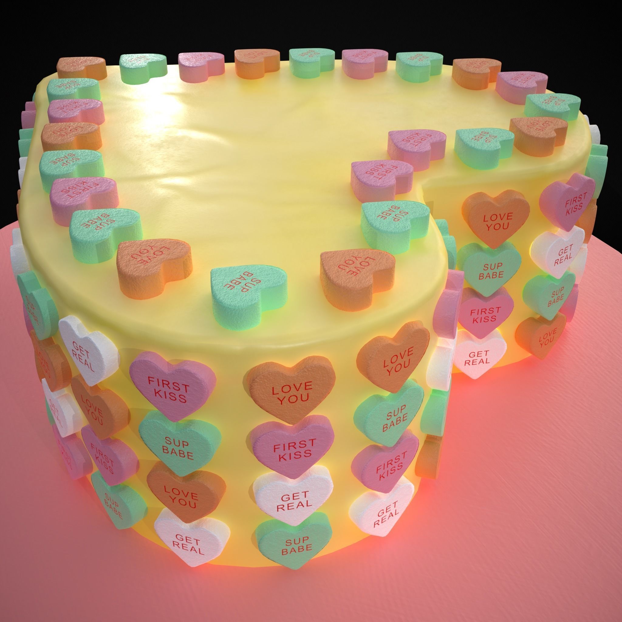Valentines Sweethearts Cake Low-poly 3D model_31