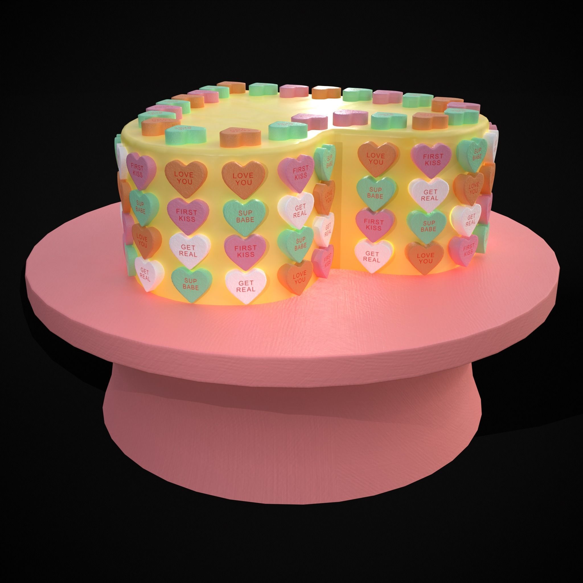 Valentines Sweethearts Cake Low-poly 3D model_5
