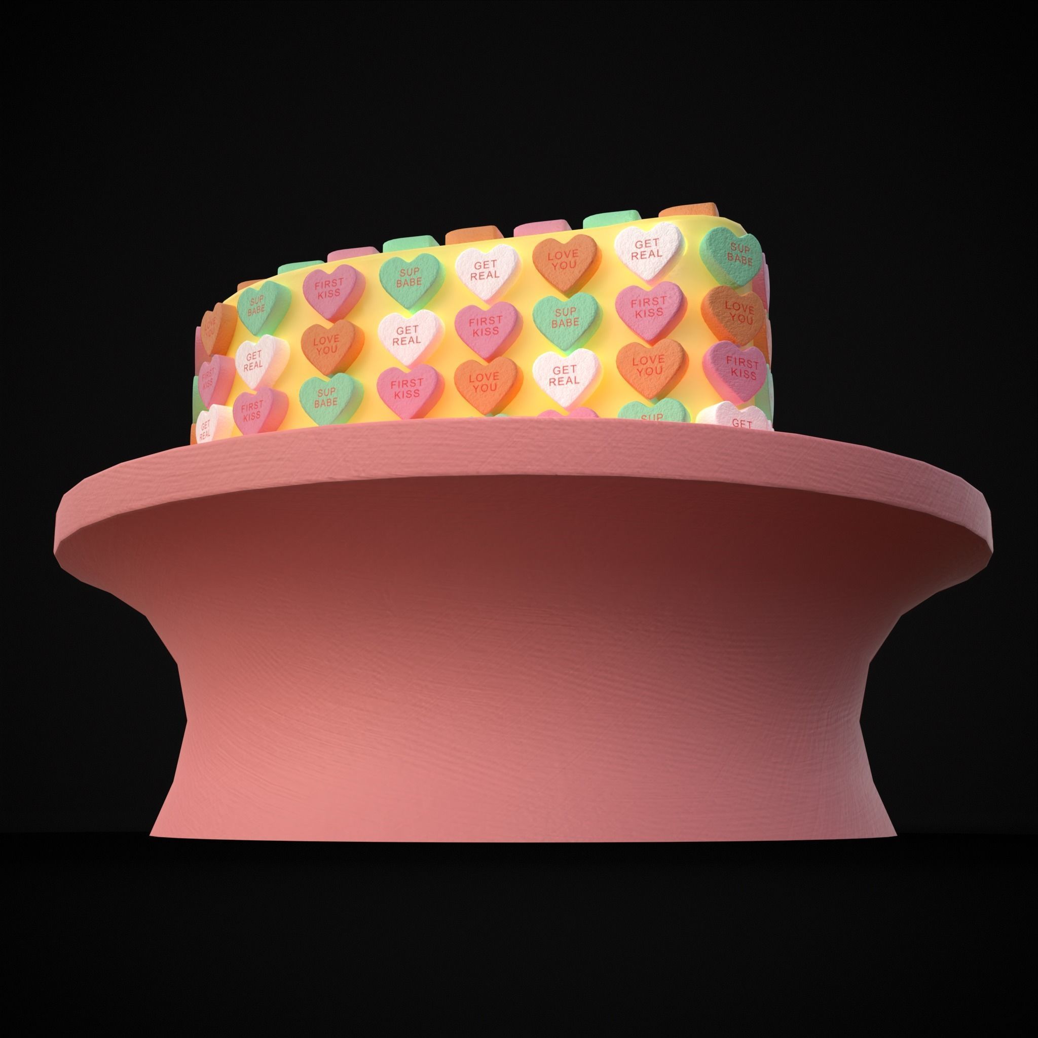 Valentines Sweethearts Cake Low-poly 3D model_15