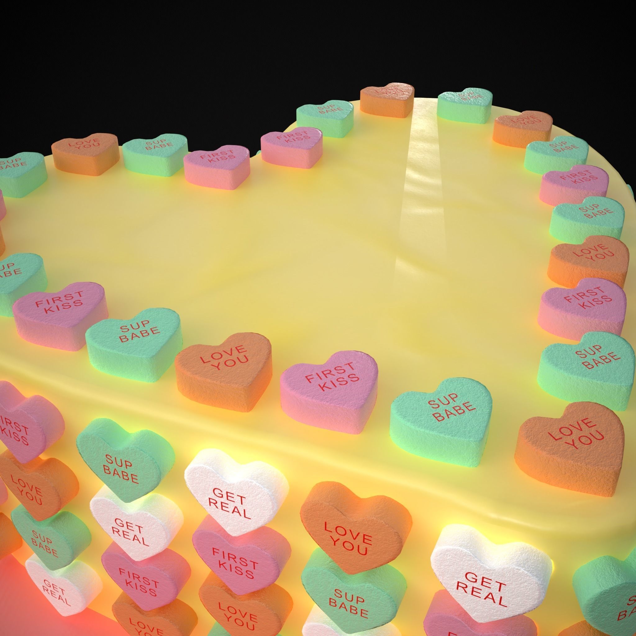 Valentines Sweethearts Cake Low-poly 3D model_25