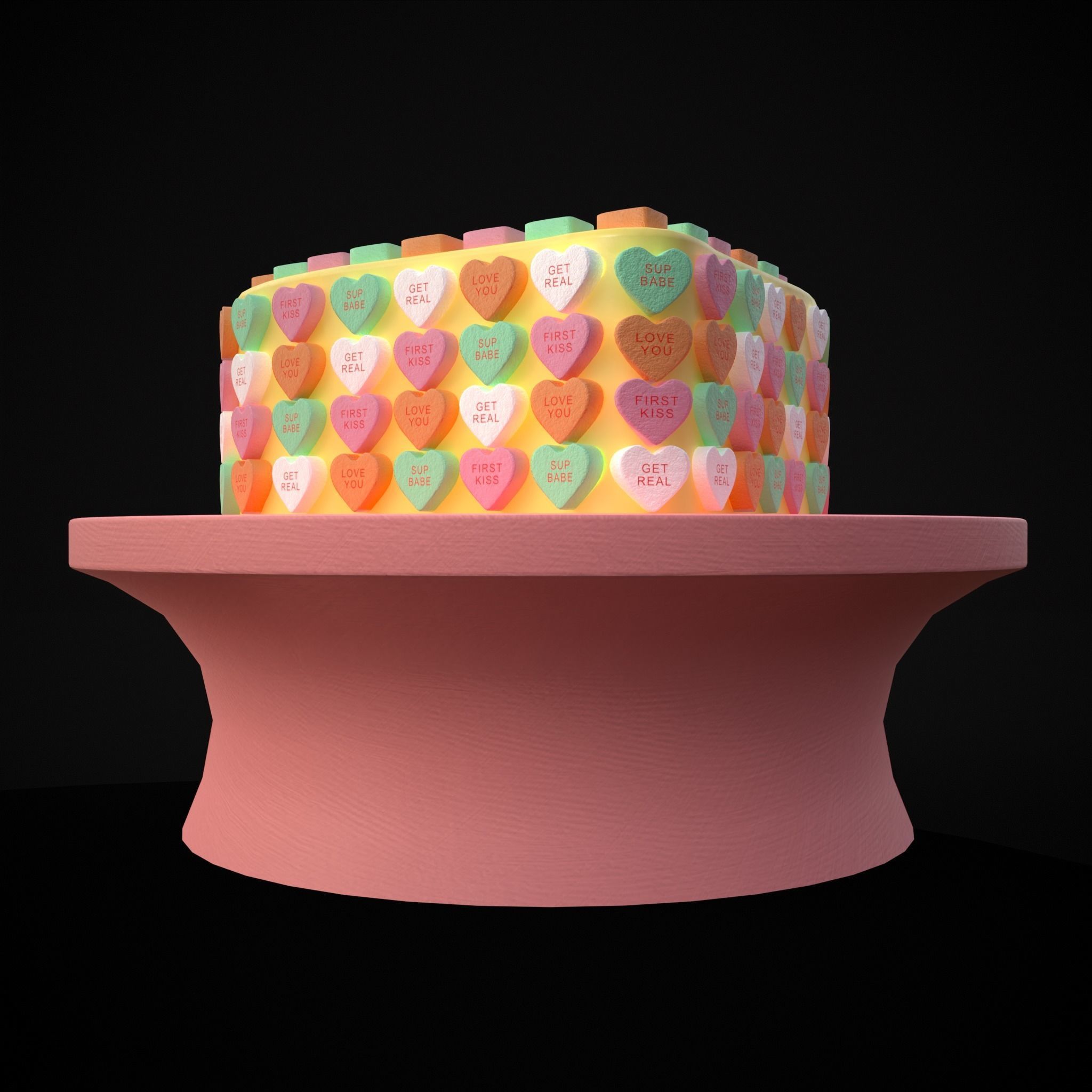Valentines Sweethearts Cake Low-poly 3D model_21