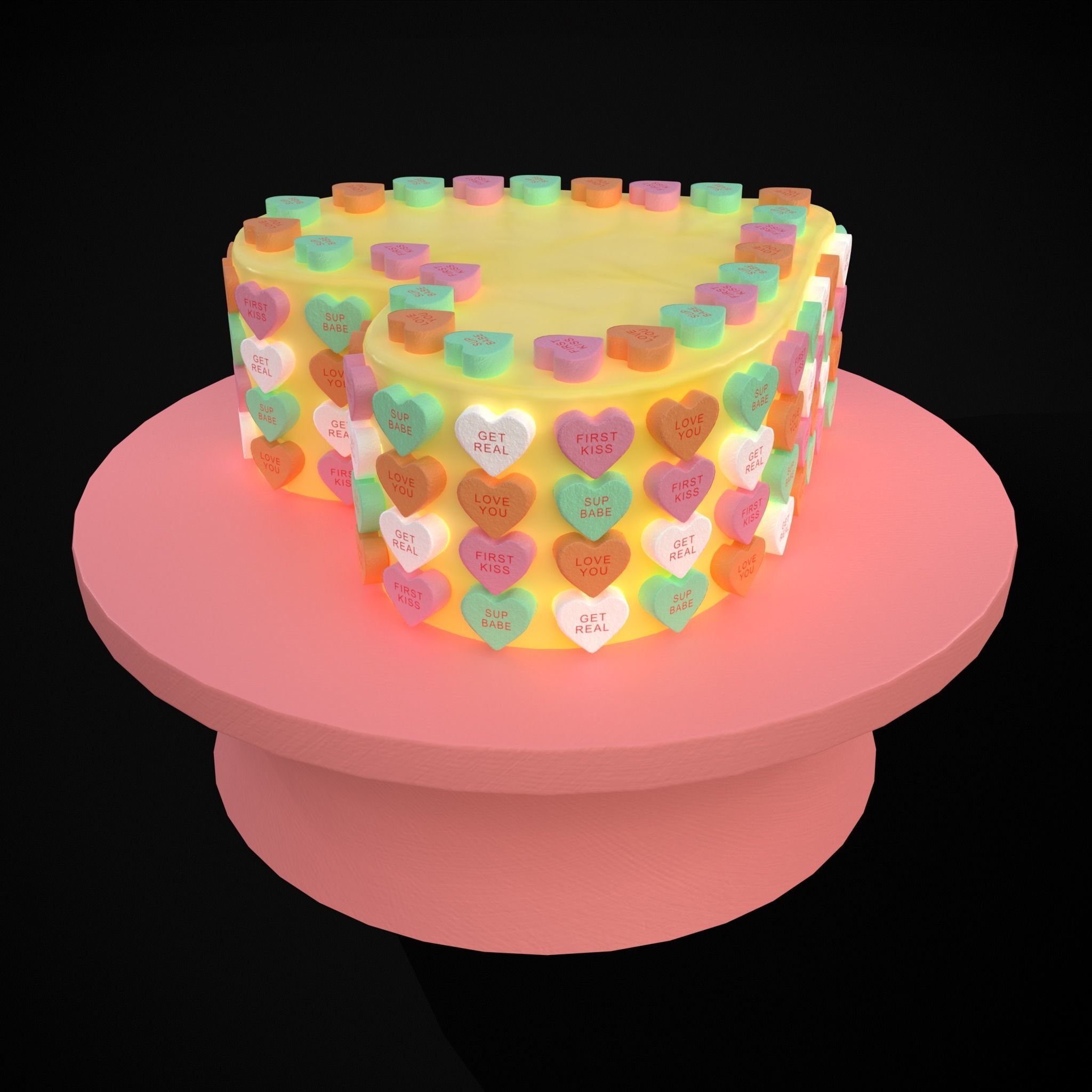 Valentines Sweethearts Cake Low-poly 3D model_11