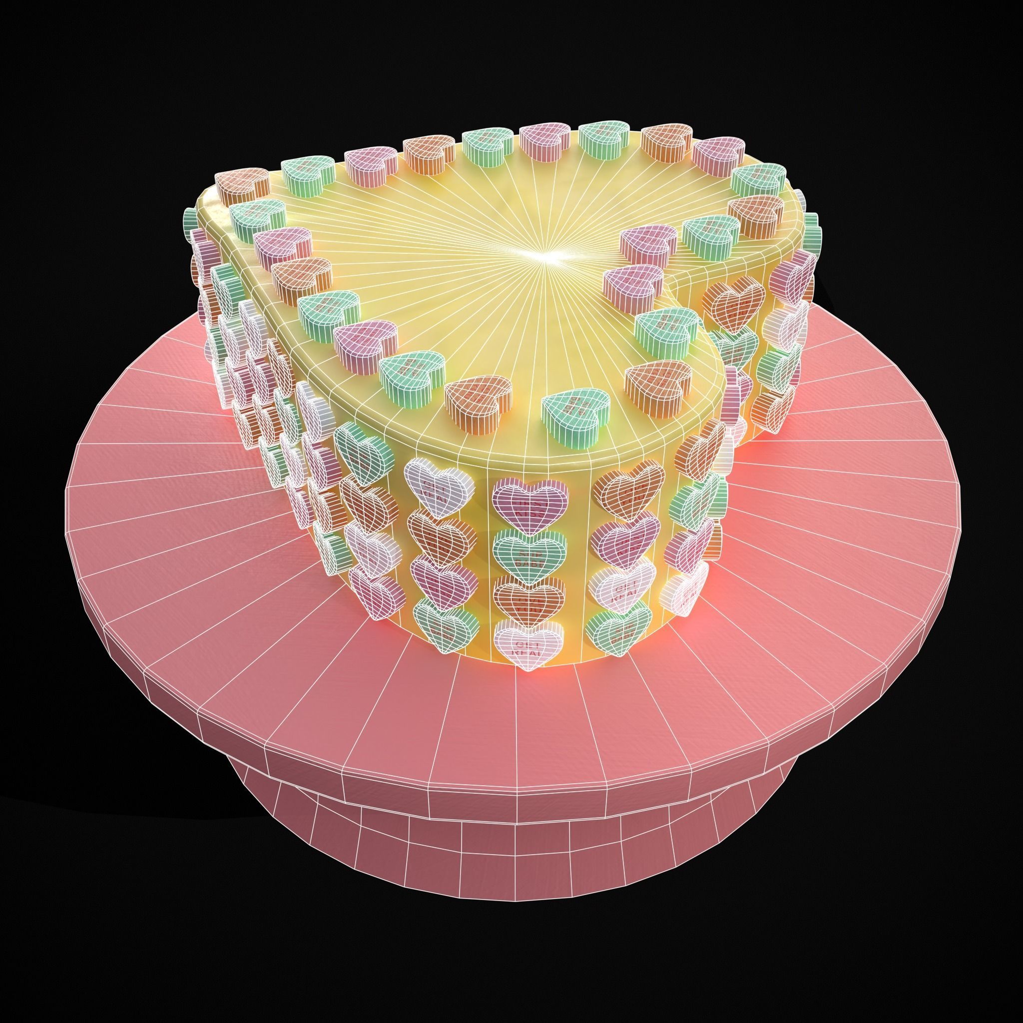 Valentines Sweethearts Cake Low-poly 3D model_20