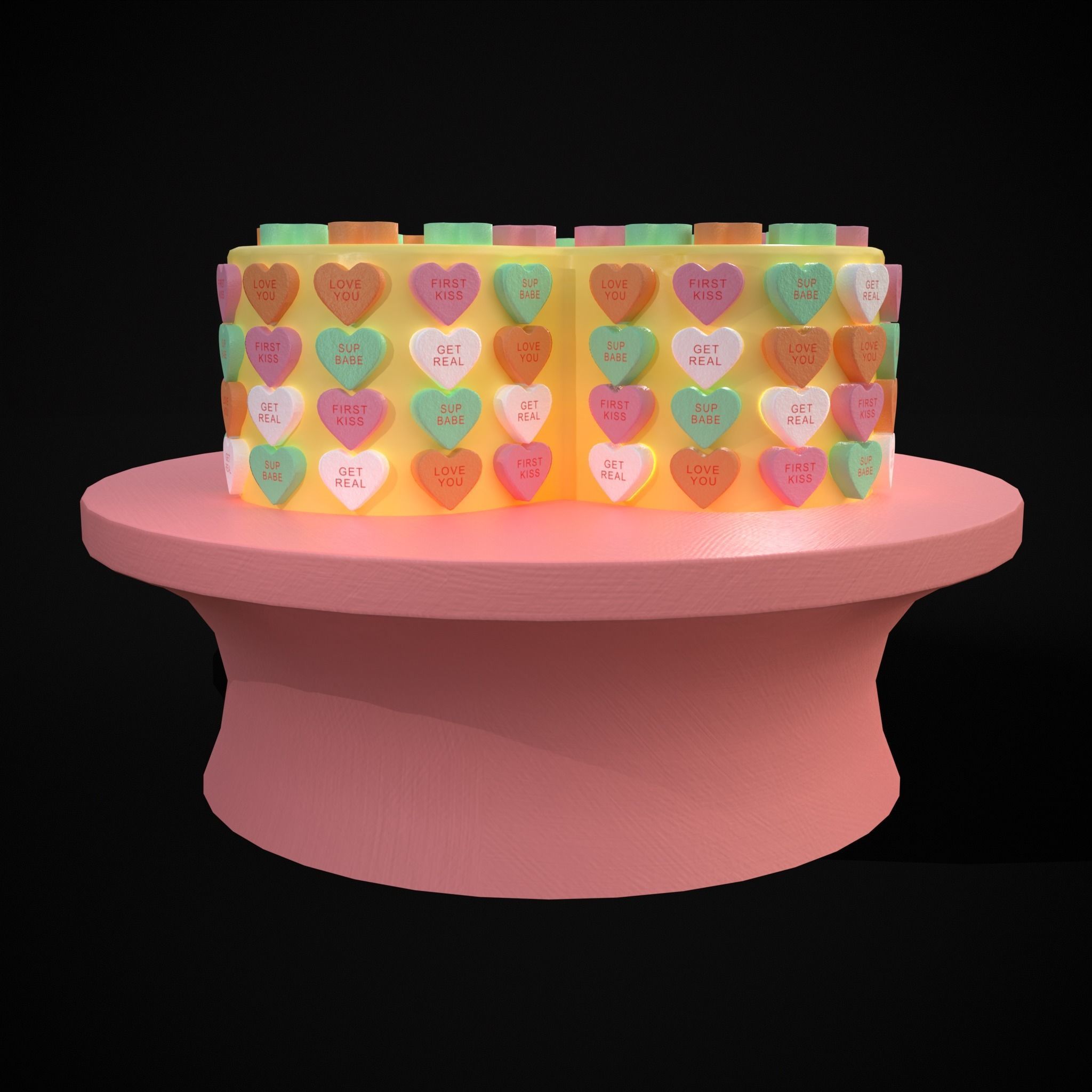 Valentines Sweethearts Cake Low-poly 3D model_9