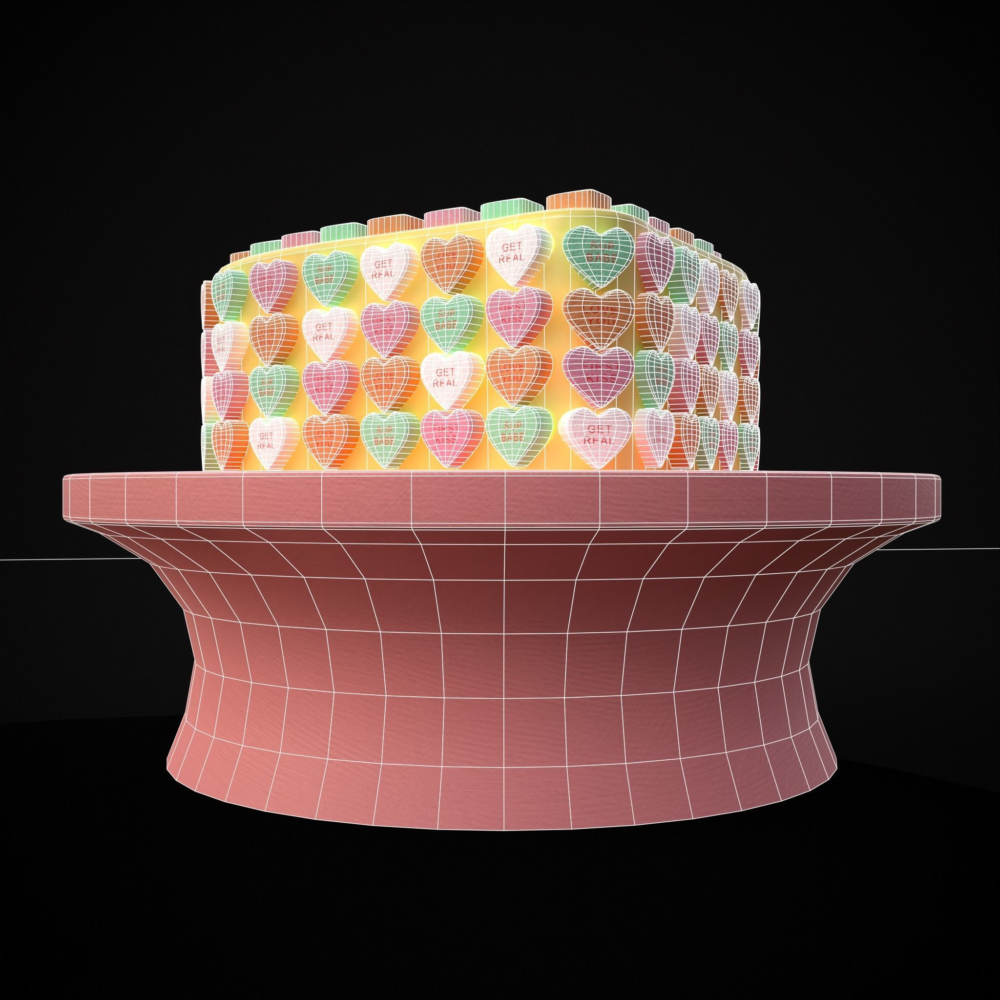 Valentines Sweethearts Cake Low-poly 3D model_22