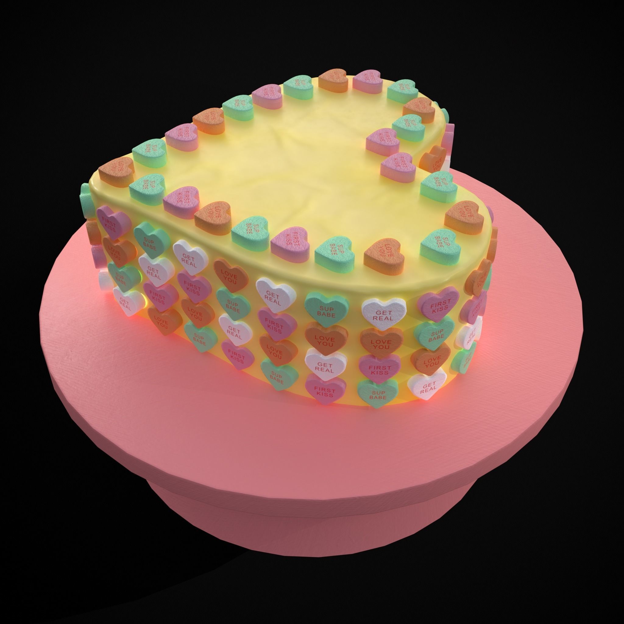 Valentines Sweethearts Cake Low-poly 3D model_17