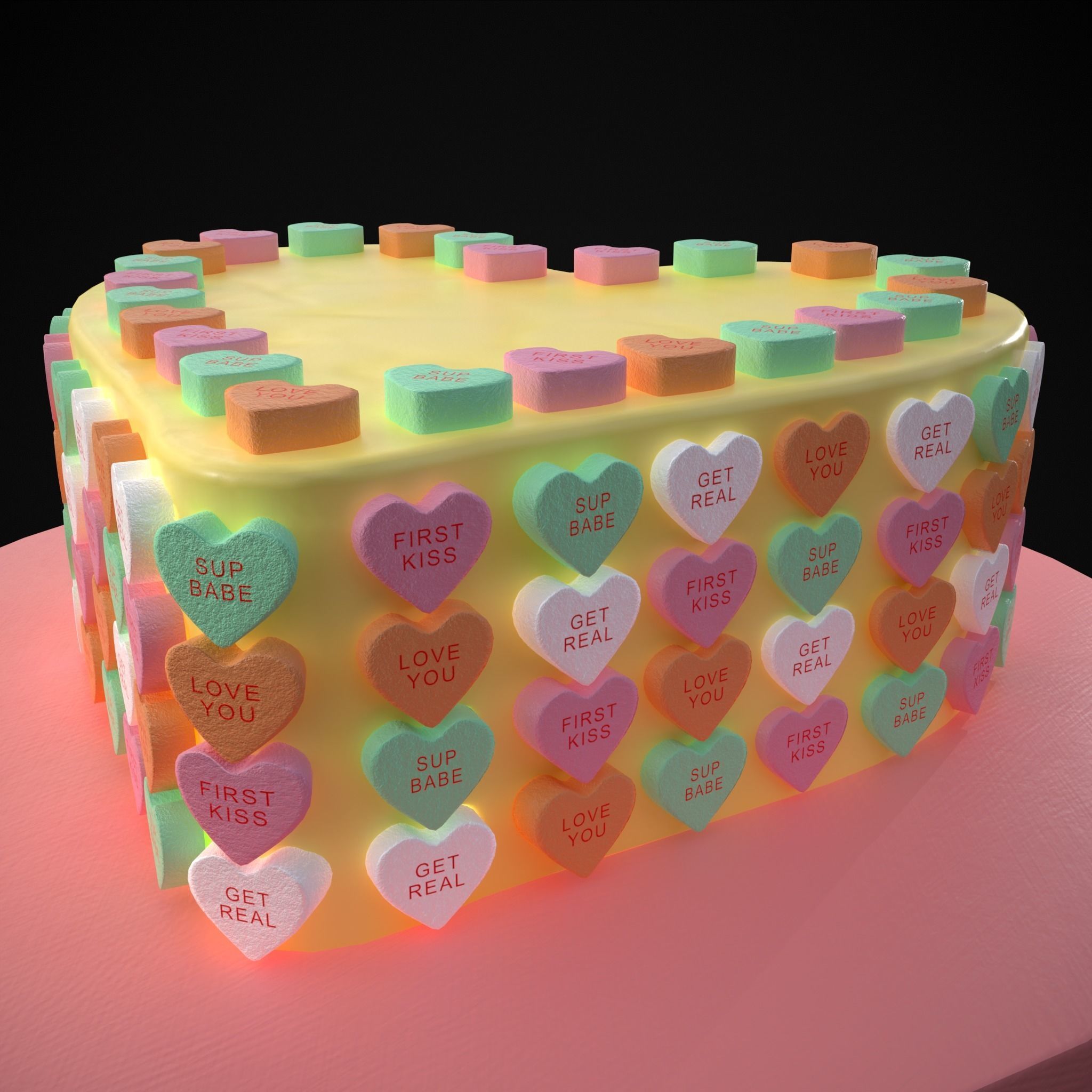 Valentines Sweethearts Cake Low-poly 3D model_27
