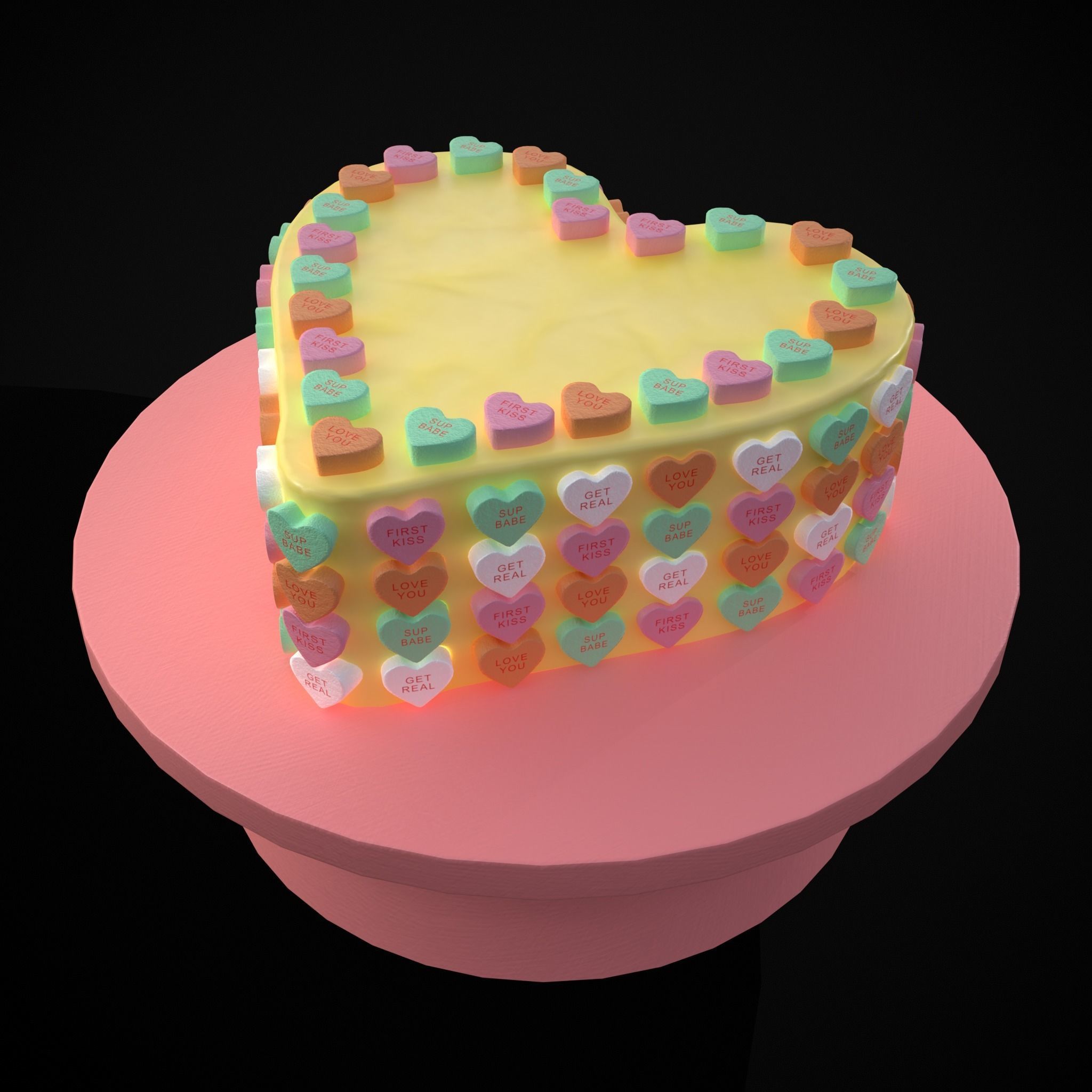 Valentines Sweethearts Cake Low-poly 3D model_23
