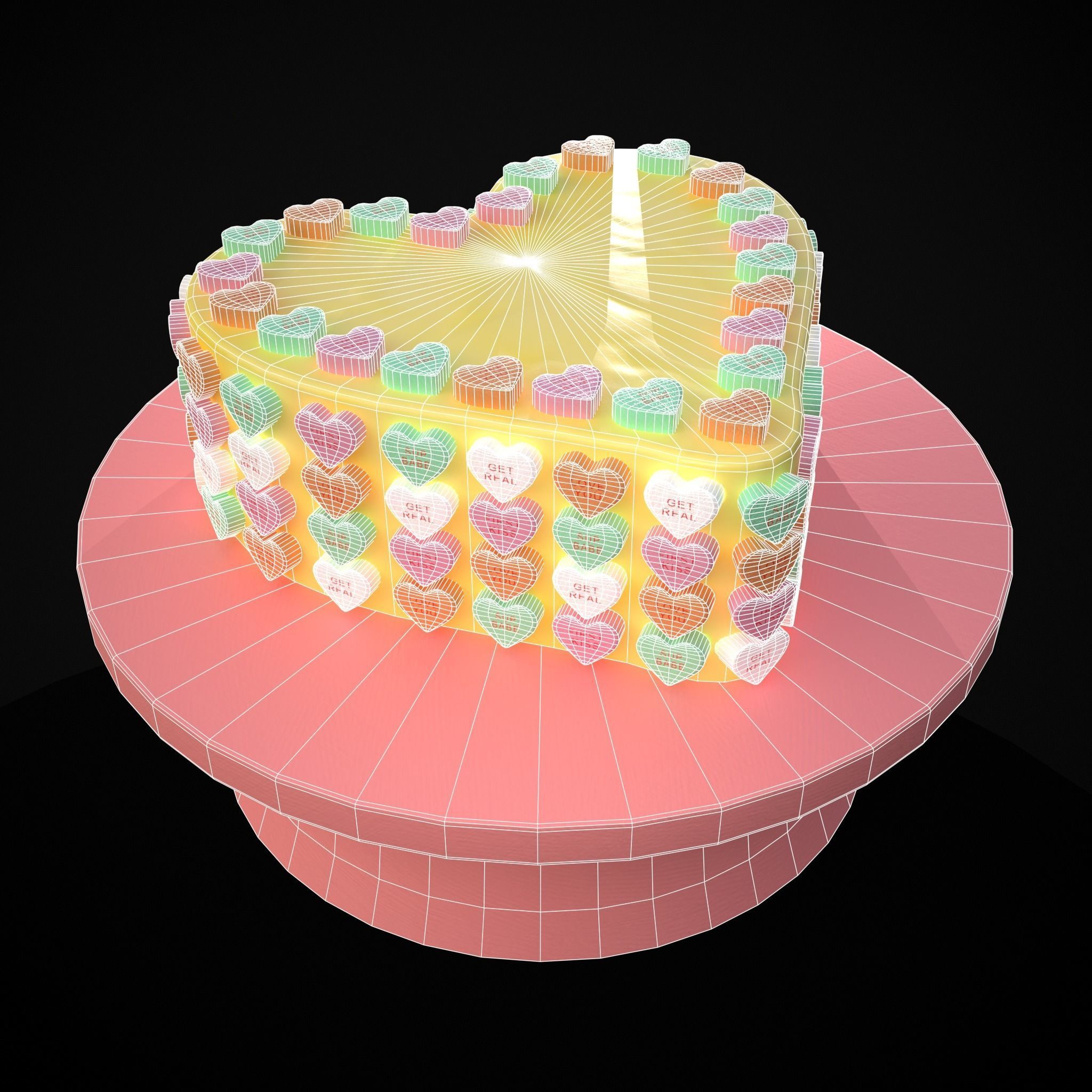 Valentines Sweethearts Cake Low-poly 3D model_2