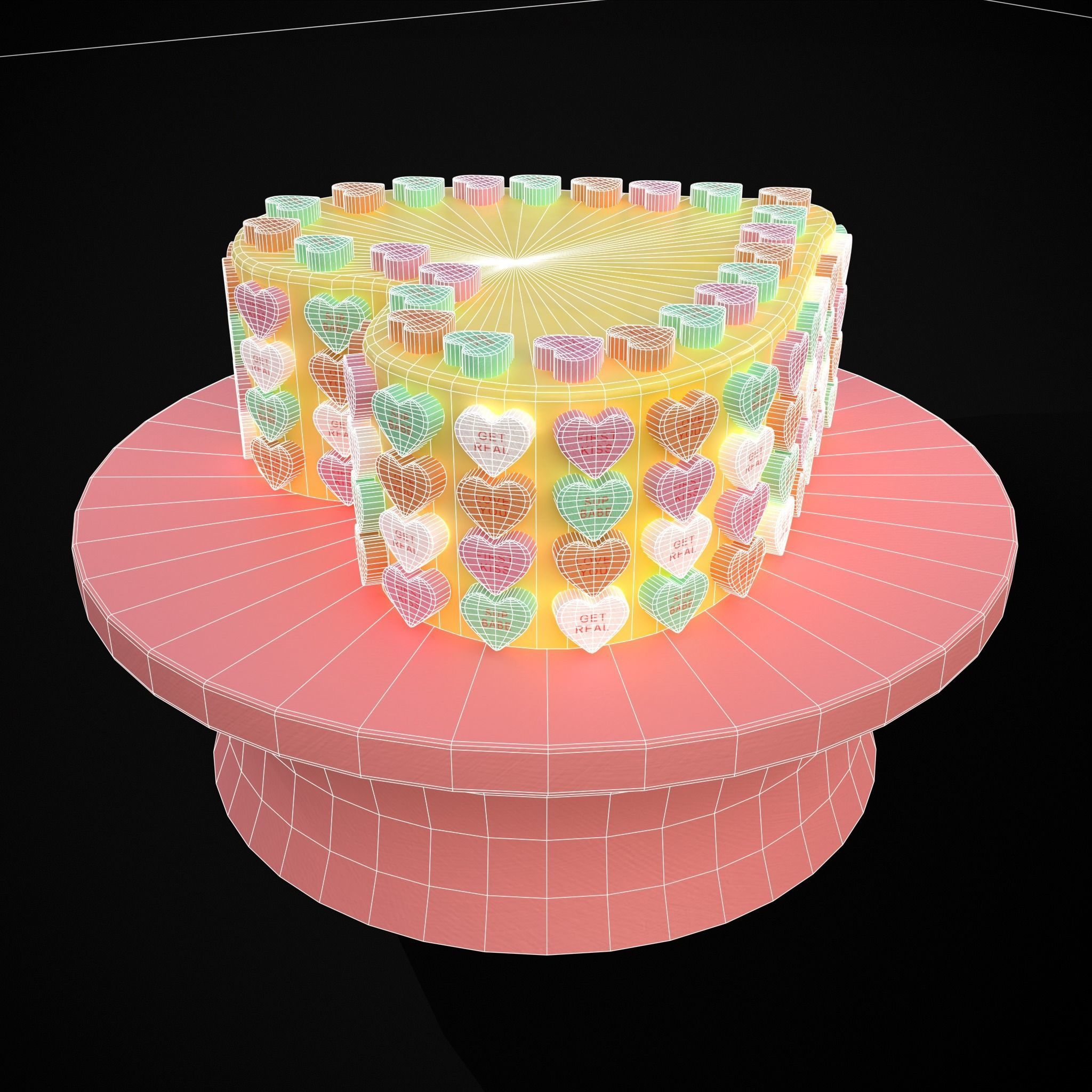Valentines Sweethearts Cake Low-poly 3D model_12