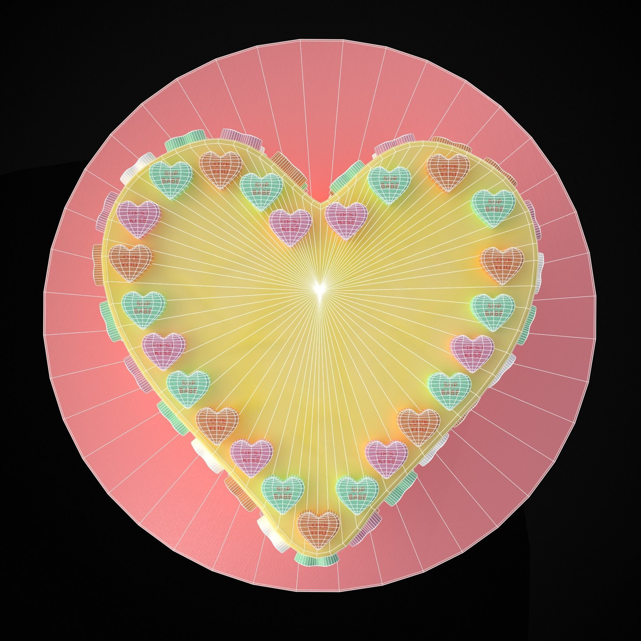 Valentines Sweethearts Cake Low-poly 3D model_8