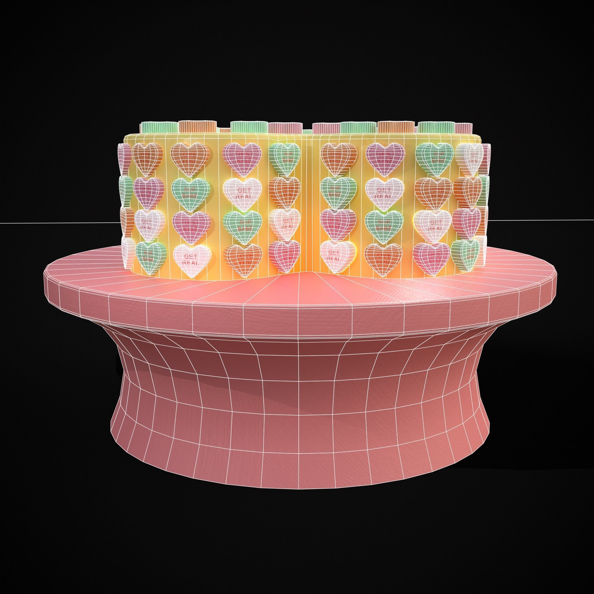 Valentines Sweethearts Cake Low-poly 3D model_10