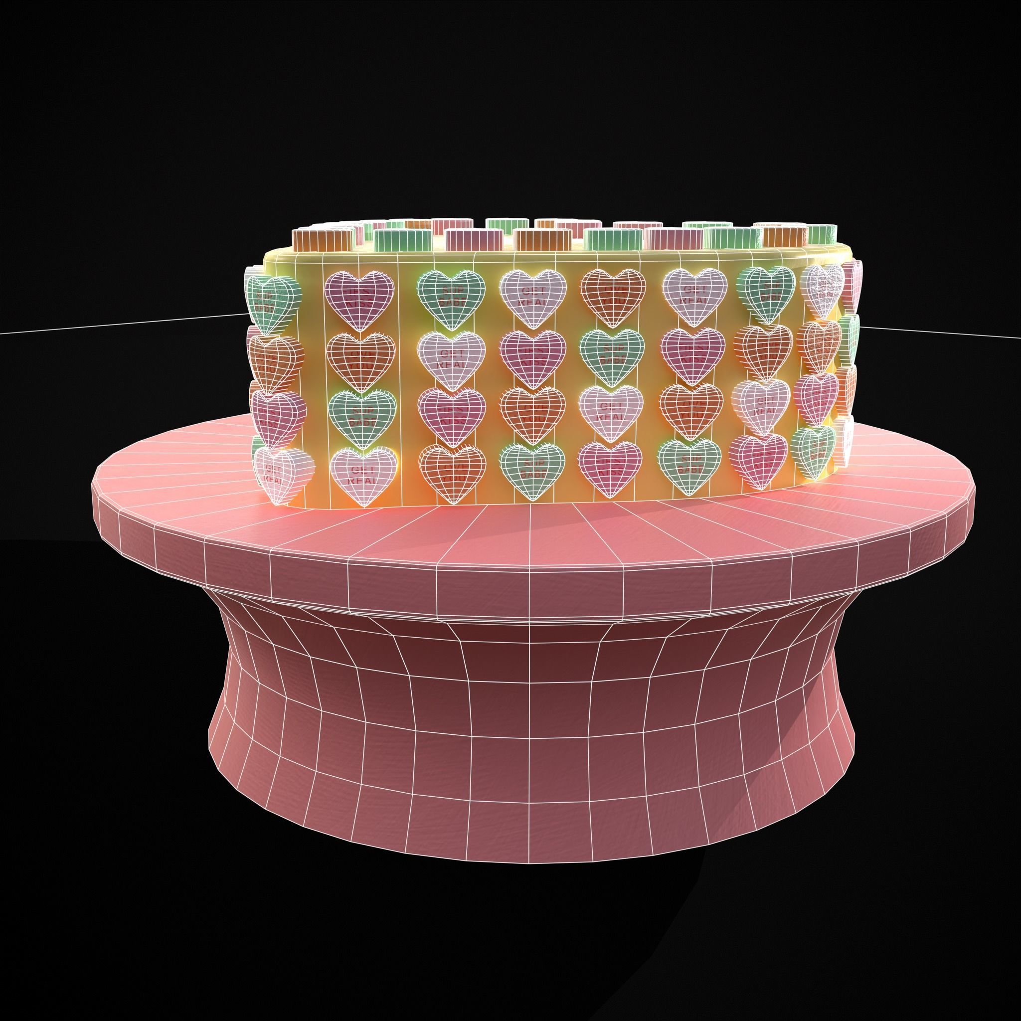 Valentines Sweethearts Cake Low-poly 3D model_4