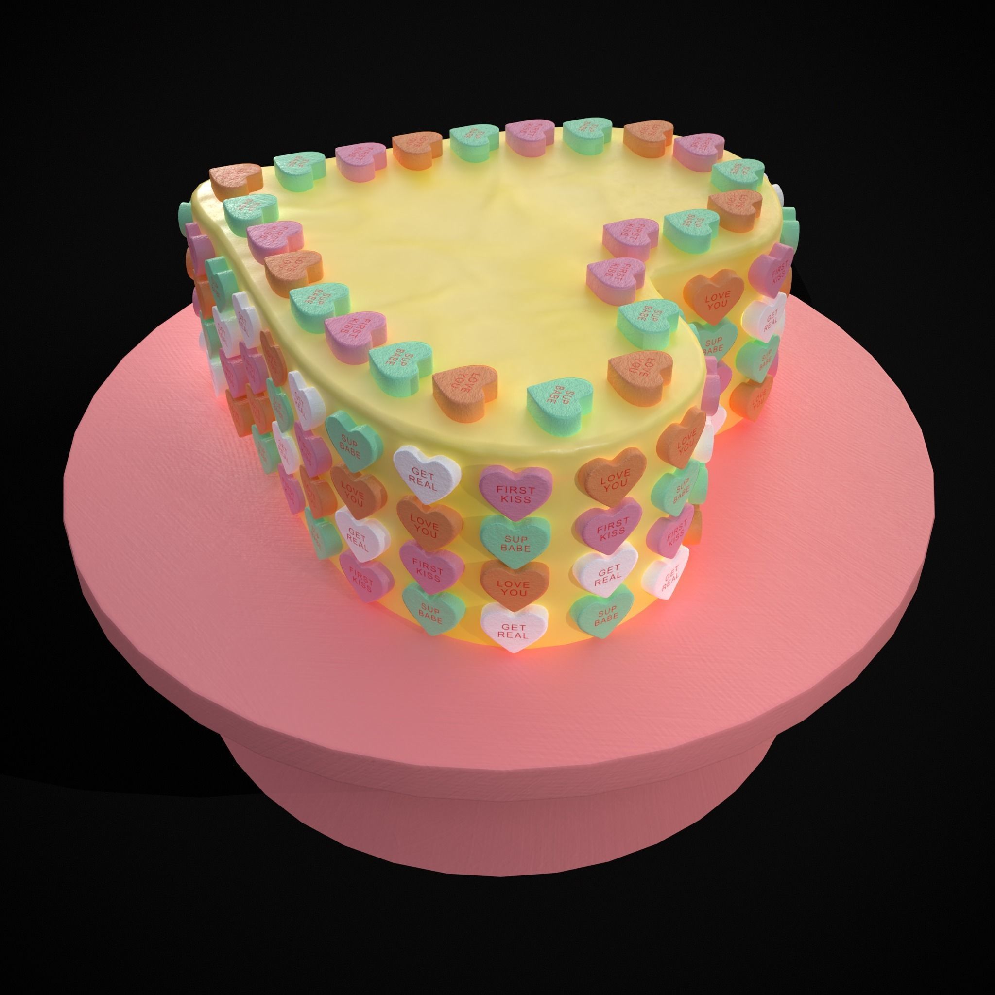 Valentines Sweethearts Cake Low-poly 3D model_19