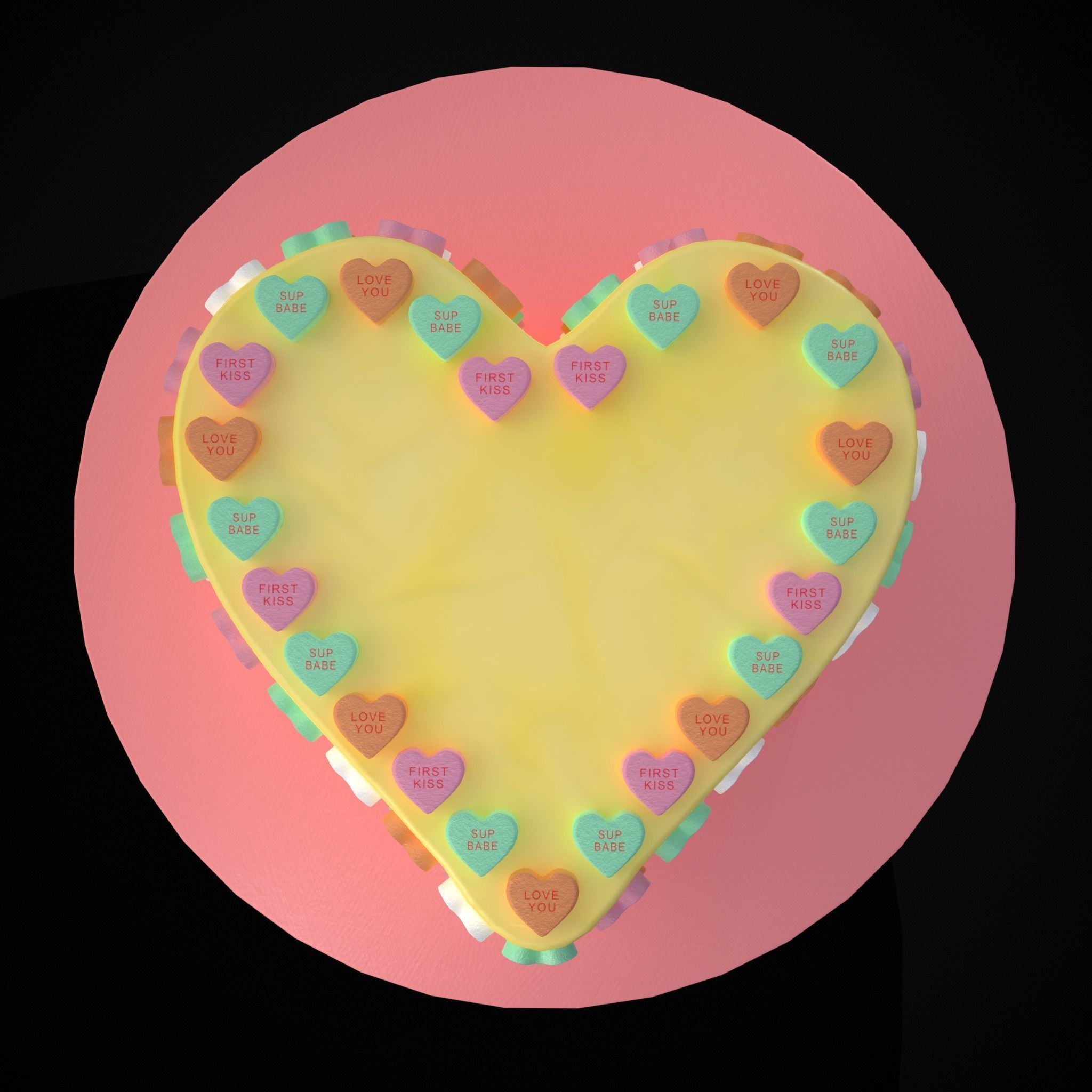 Valentines Sweethearts Cake Low-poly 3D model_7