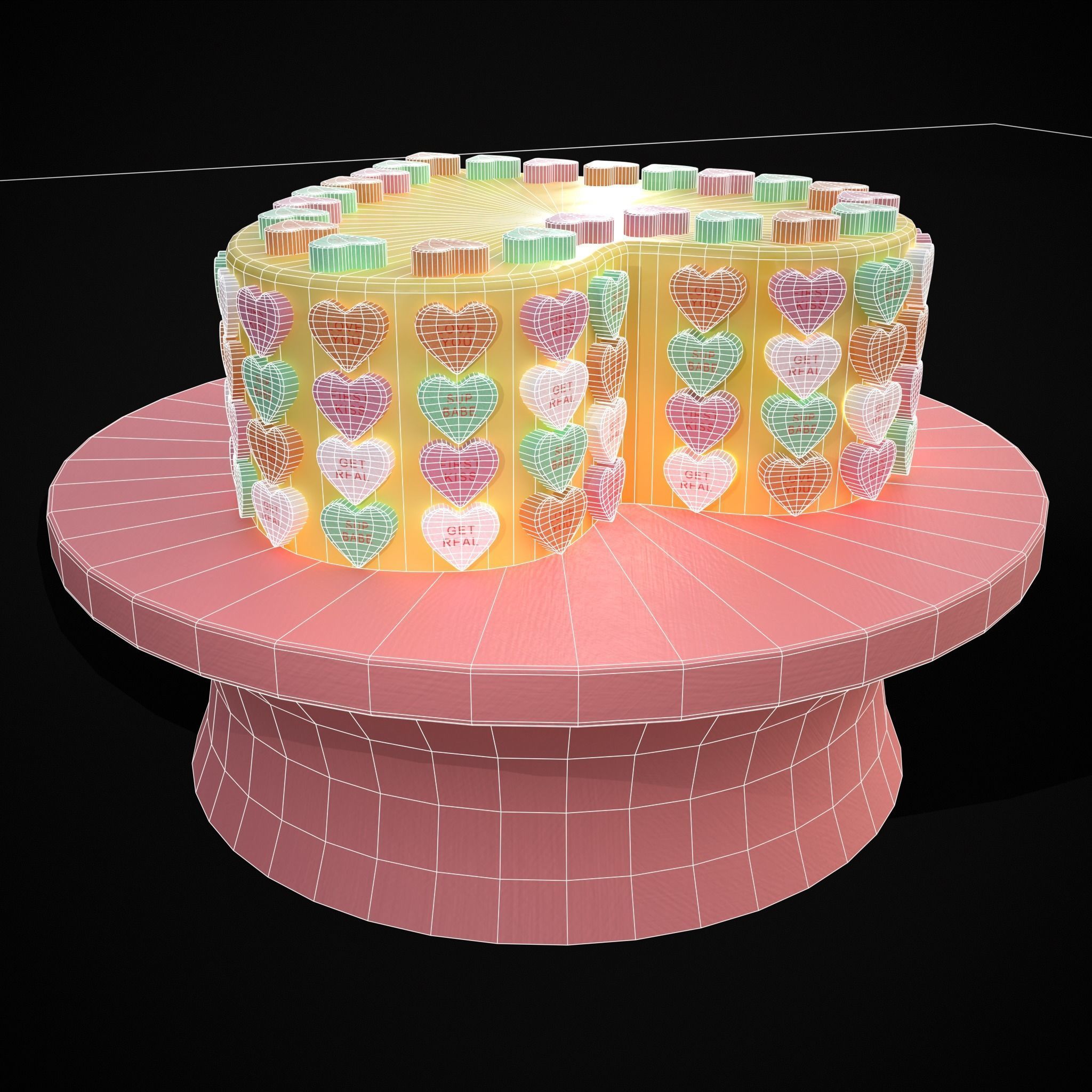 Valentines Sweethearts Cake Low-poly 3D model_6