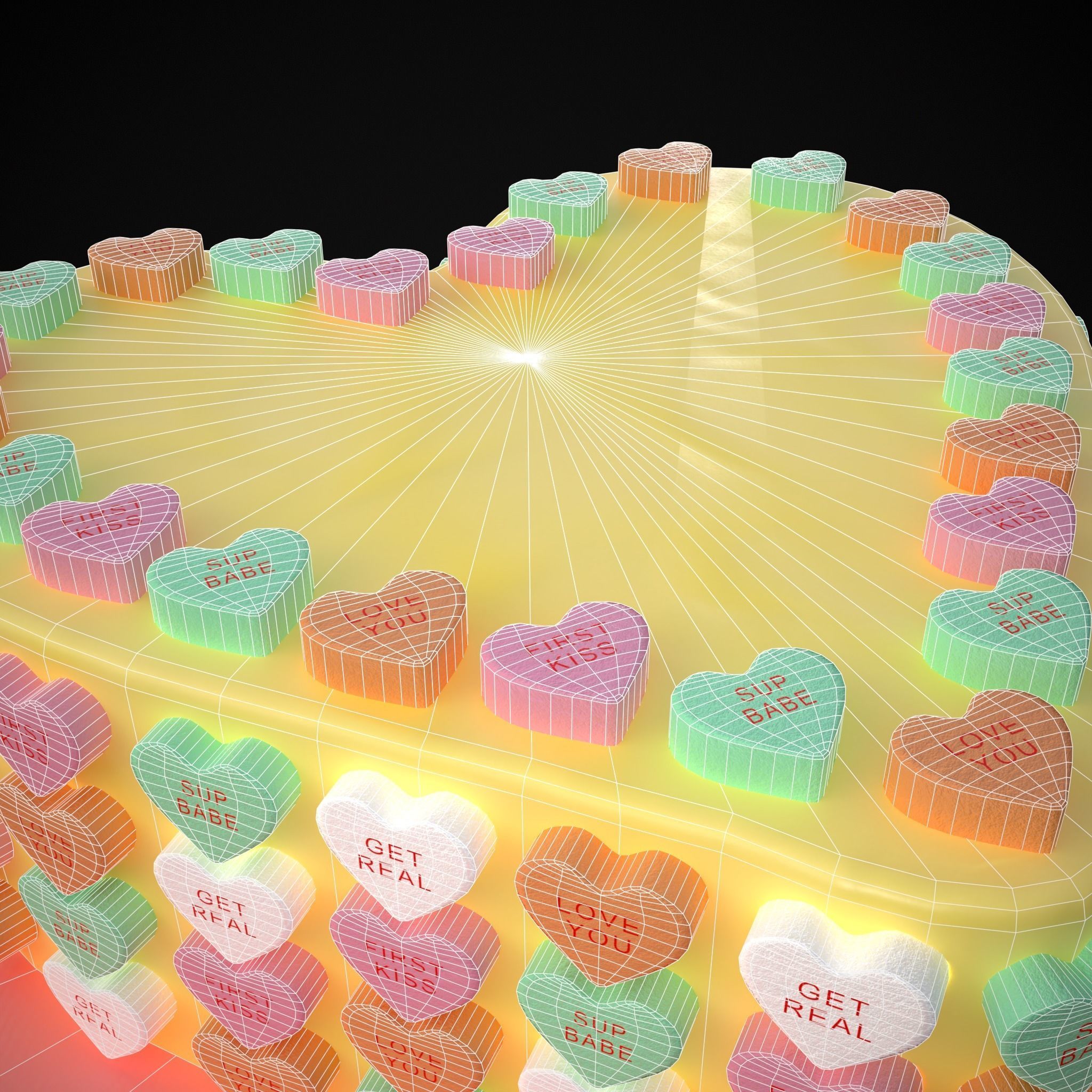 Valentines Sweethearts Cake Low-poly 3D model_26
