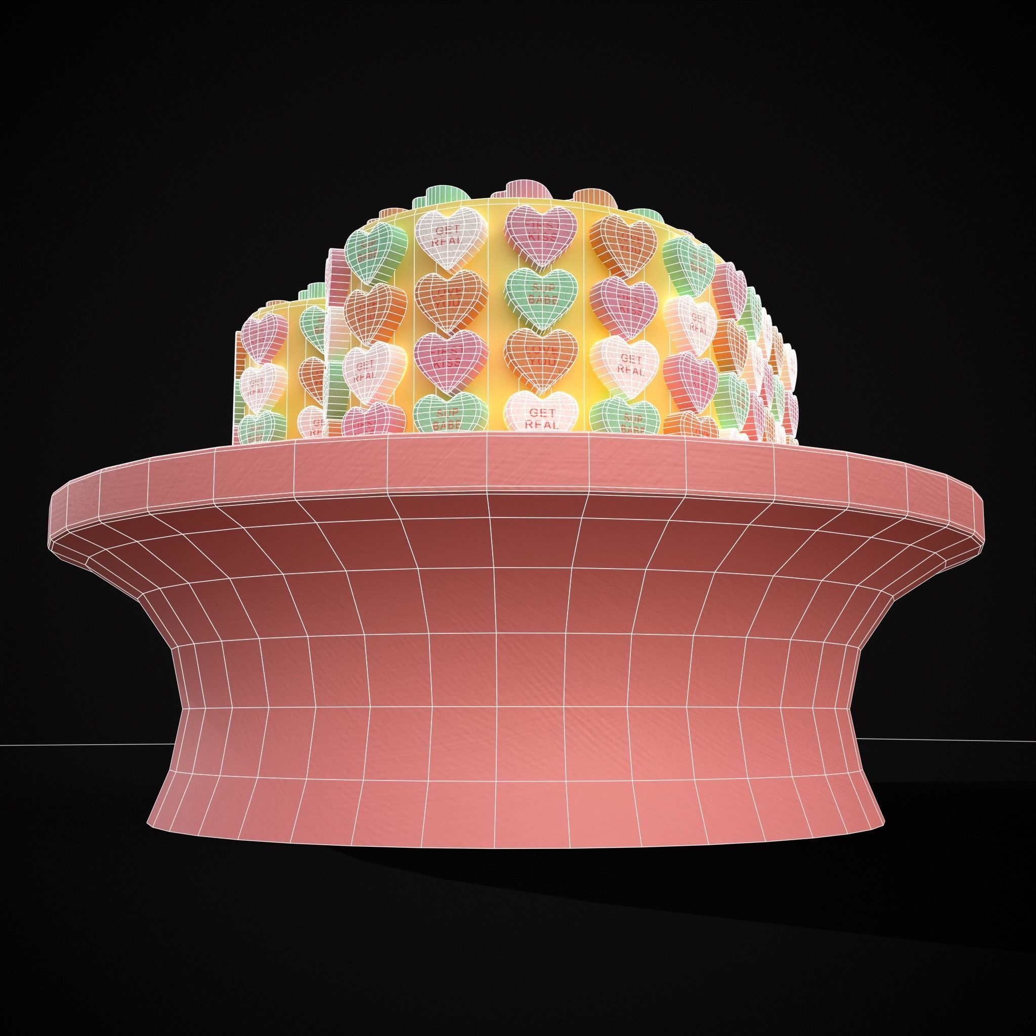 Valentines Sweethearts Cake Low-poly 3D model_14