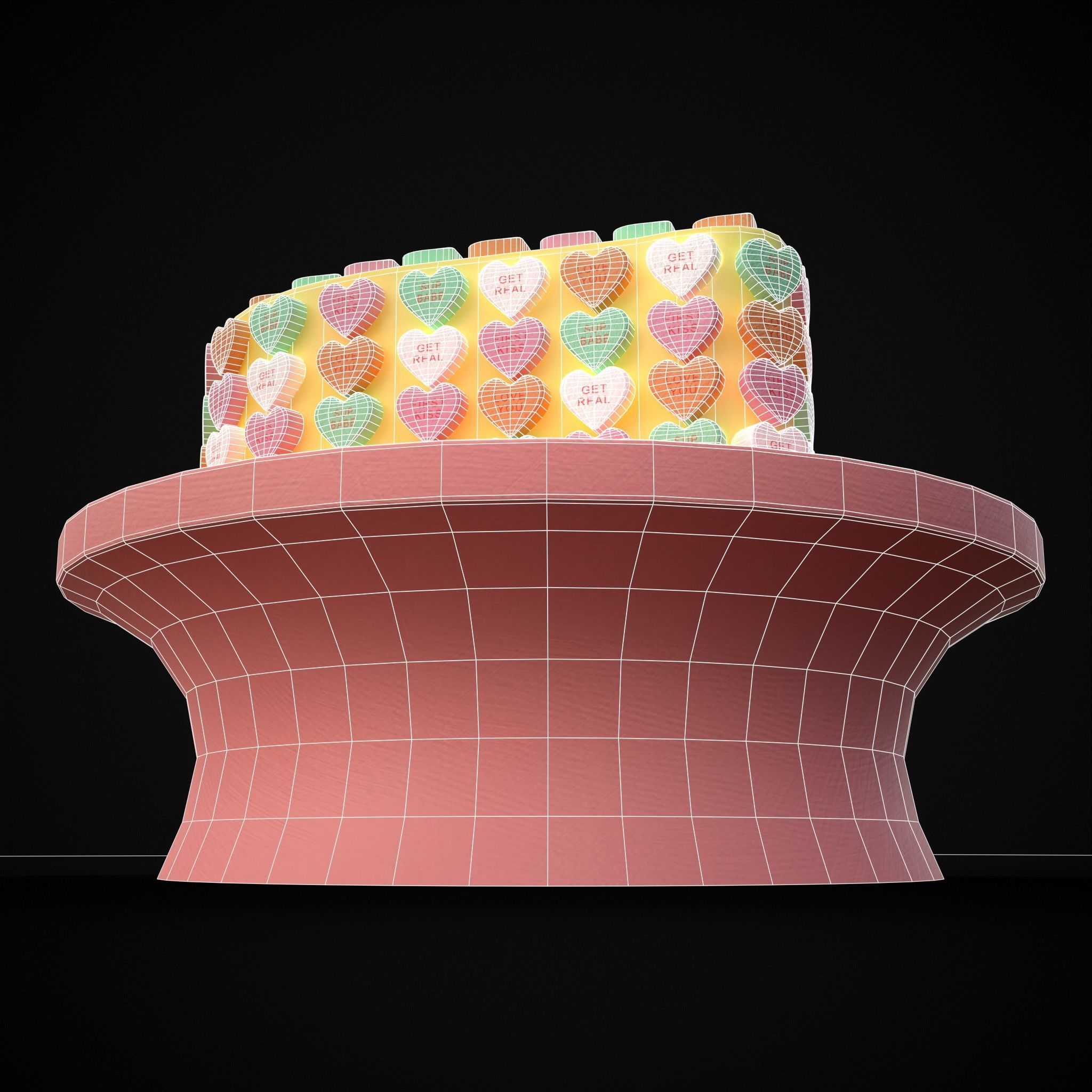 Valentines Sweethearts Cake Low-poly 3D model_16
