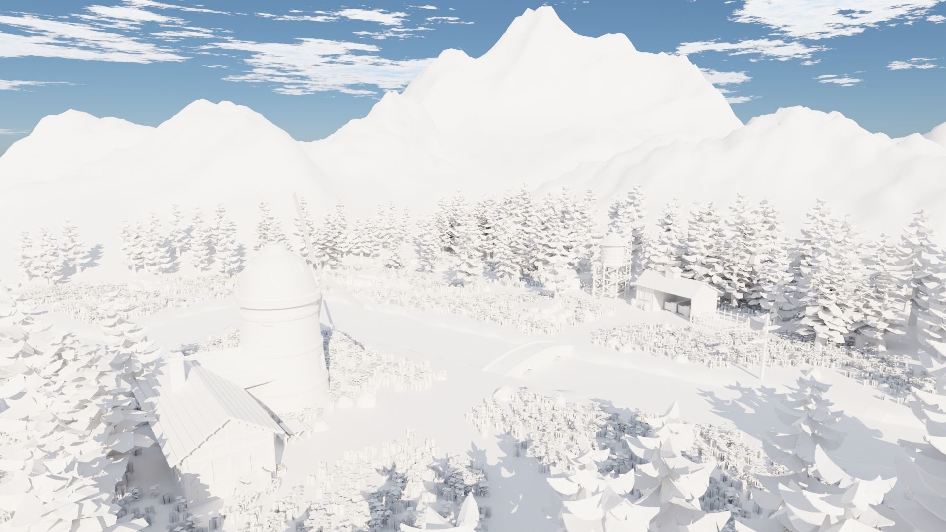 Countryside House Mill Near River 3D model_37