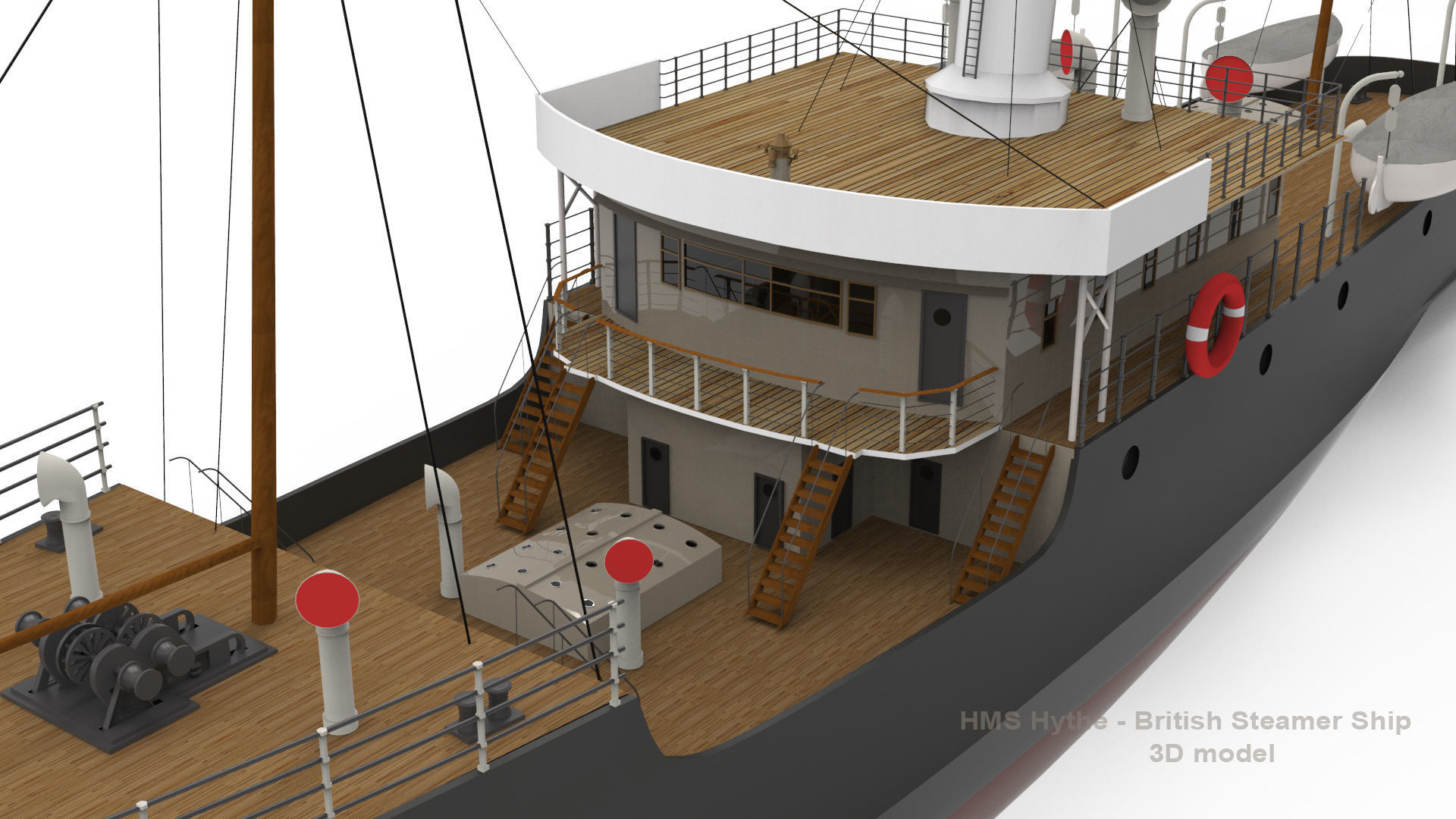 HMS Hythe - British Steamer Ship  3D model_4